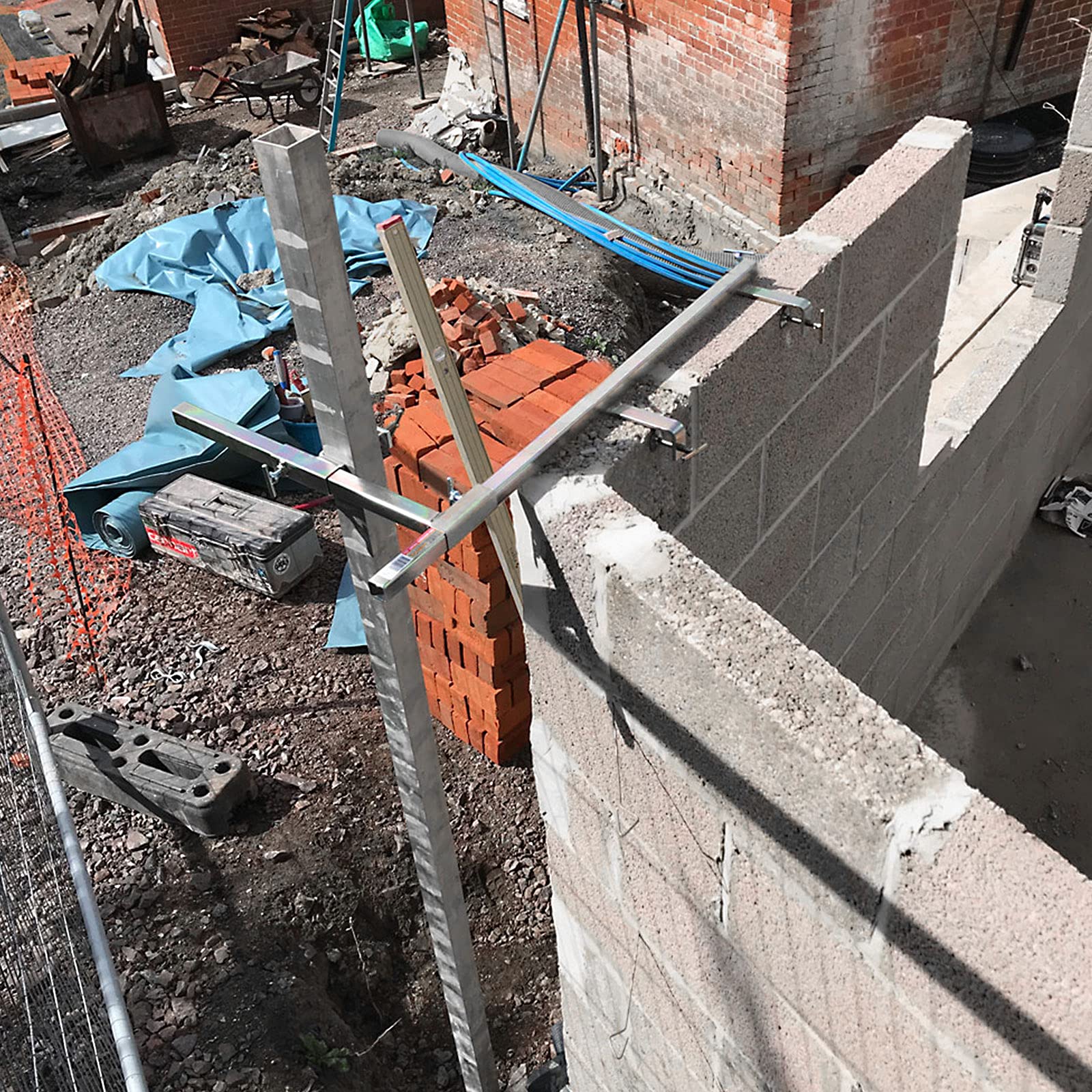 4 abrazaderas metalicas de perfil de albañilería de acero inoxidable de 300 mm de alta resistencia con varilla roscada ajustable de 80 mm para construcción - plata