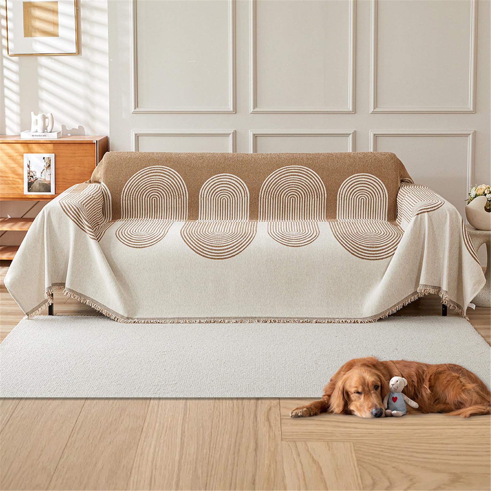 Copridivano a 2-4 posti, in velluto, anti-gatto, design reversibile, durevole ed elegante, adatto per 180 x 260 cm, perfetto per l'arredamento della casa e proprietari di animali domestici