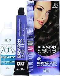 Keraton Coloração Permanente Em Creme Para Cabelos Com Cistina E Óleo De Macadâmia Selfie 50G Nº6.0 Louro Escuro