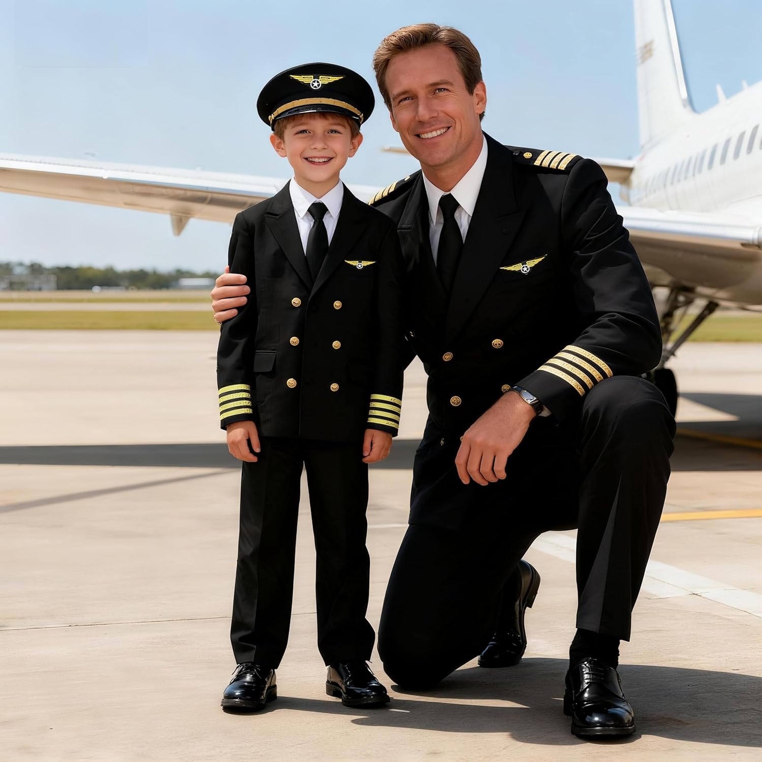 Kids Pilot Uniform Boys Airline Captain Costume for Halloween Cosplay Birthday Party Gifts - Image 4