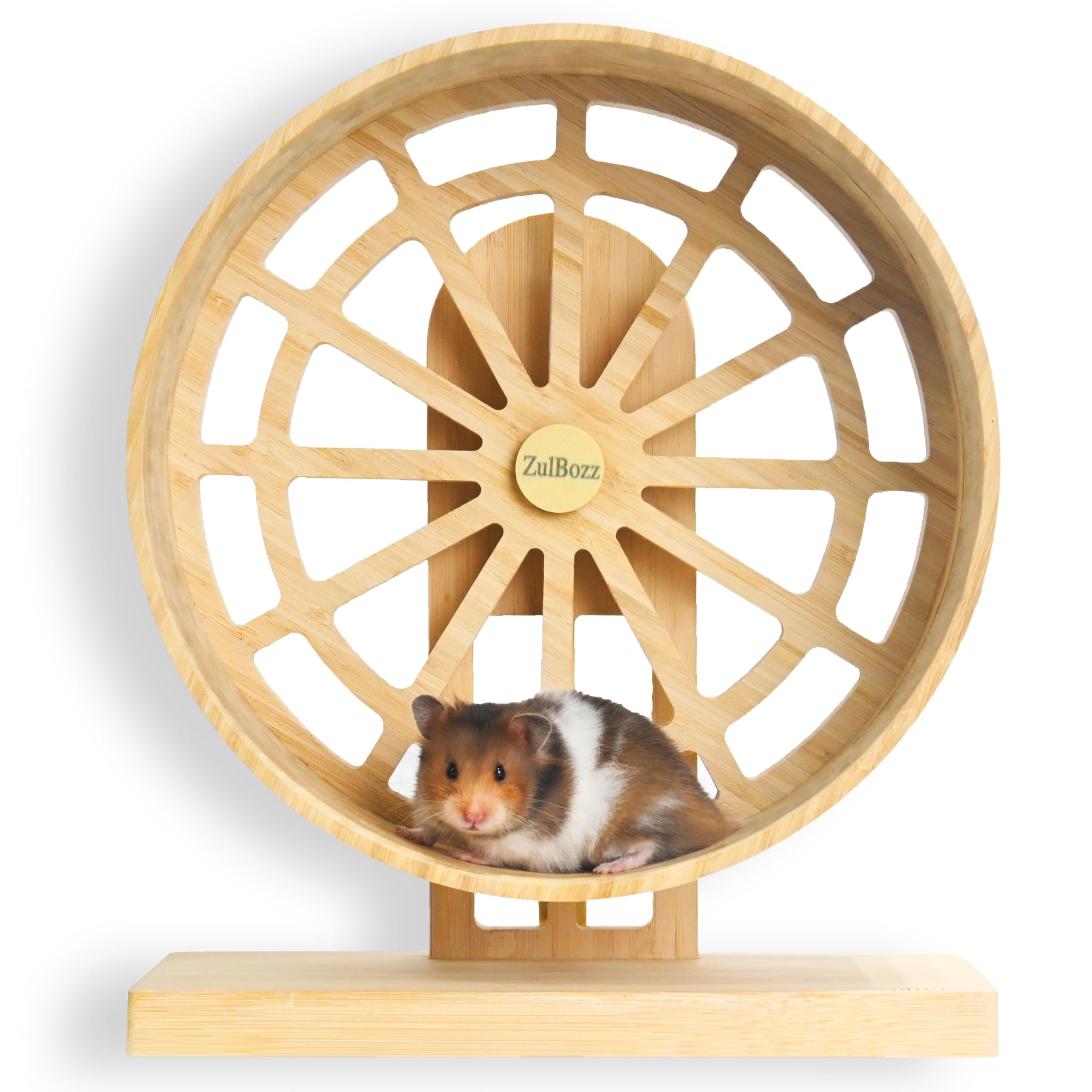 Silent Hamster Wheels Quiet Hamster Running Wheels 11″ Bamboo Wood Hamster Exercise Wheels with Adjustable Height for Syrian Hamsters Campbell Dwarf Roborovski Gerbils and Mice