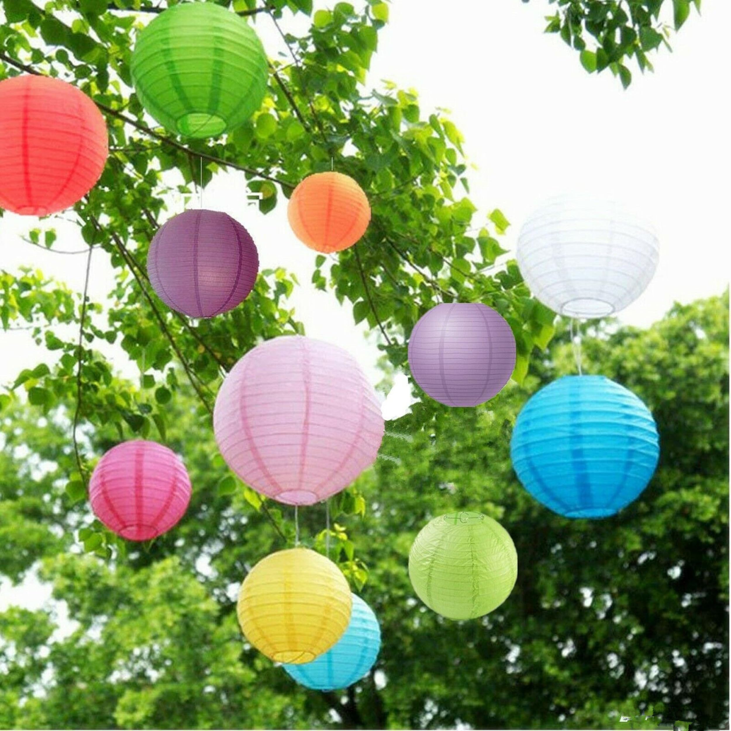 A Liittle Tree 12 PCs Mixed New Round Paper Lanterns Wedding Birthday Party Decor (Garden Shade) — image 1