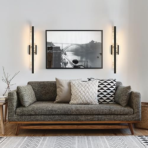 Miniatura 6 de Moderna lámpara de tocador de baño negro mate de 27 pulgadas, 28 W, regulable, lámpara LED para barra de baño sobre el espejo, aplique de pared para