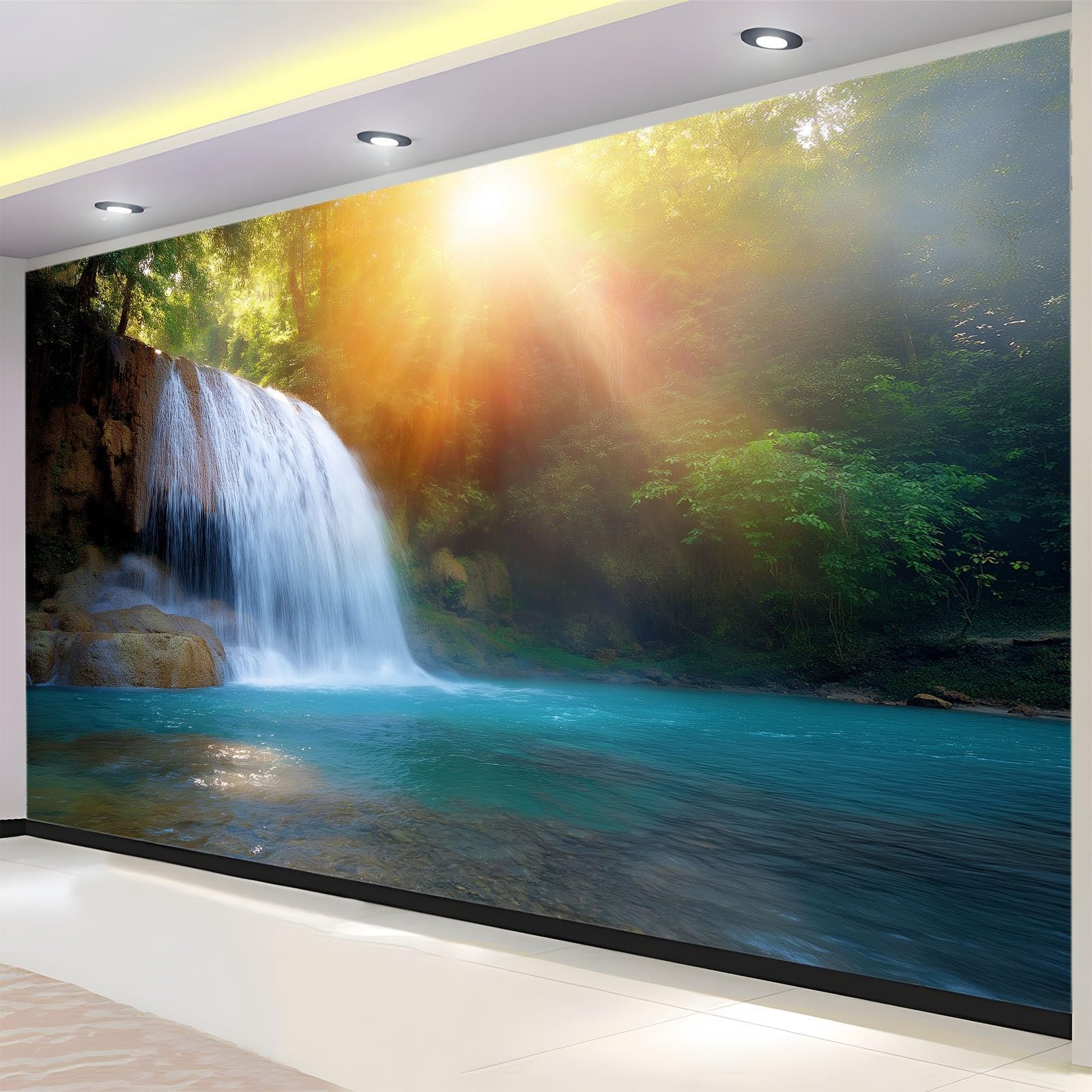 Tapeta 3D Lover'S Bay tęczowy wodospad 250 x 175 cm, murale ścienne, fotografia przyrody, flizelina, fototapeta do salonu, sypialni, pokoju dziecięcego, biura, dekoracja, łatwa w instalacji