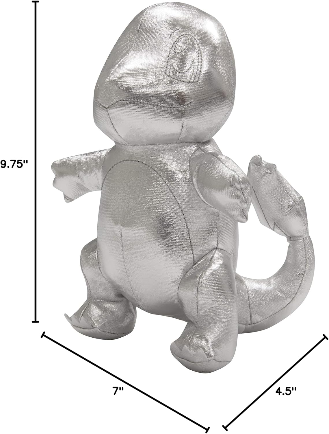 Pokemon 8" Silver Charmander 25th Anniversary Plush - Limited Edition - Officially Licensed - Authentic Stuffed Animal Toy Figure - Gift for Kids, Boys, Girls - 2+