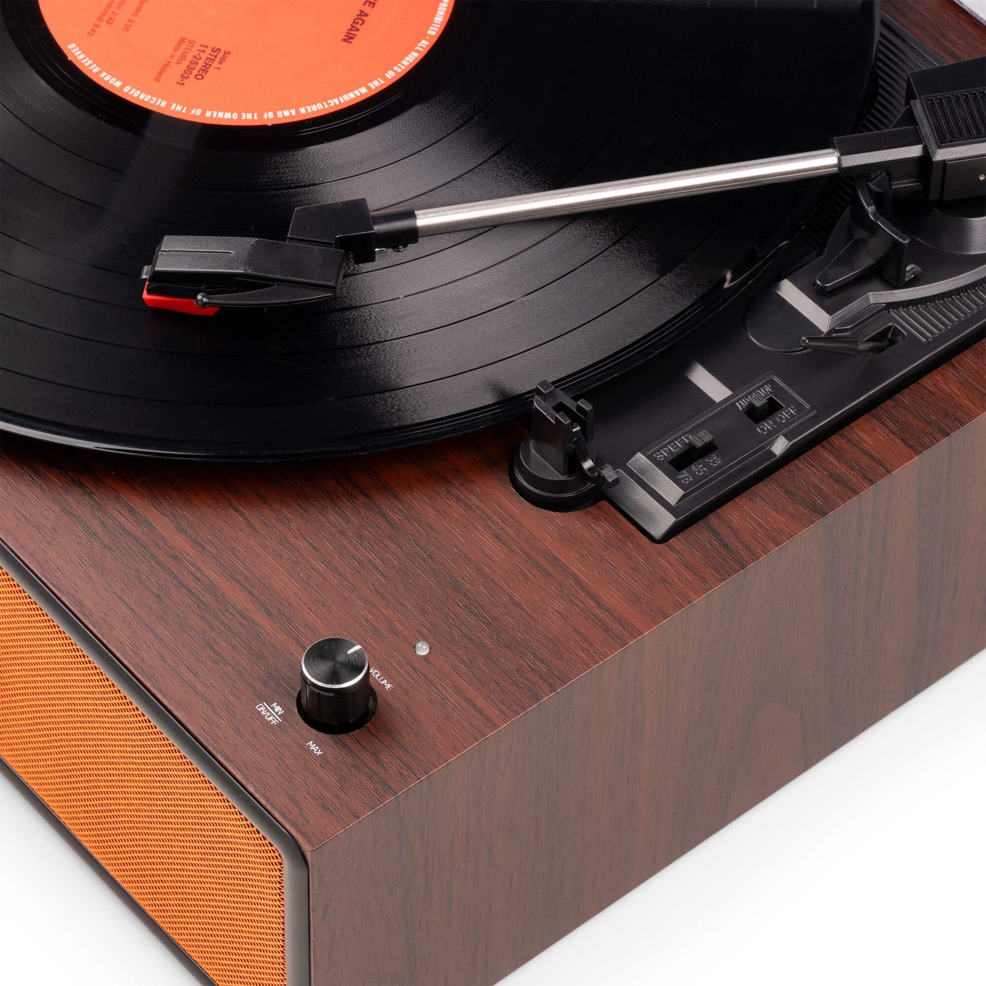 Audizio Reno – Giradischi con altoparlante Bluetooth – Retro Giradischi – Lettore in vinile per 33/45/78 RPM, Turntable in vinile con trasmissione a cinghia, giocatori vintage – rame
