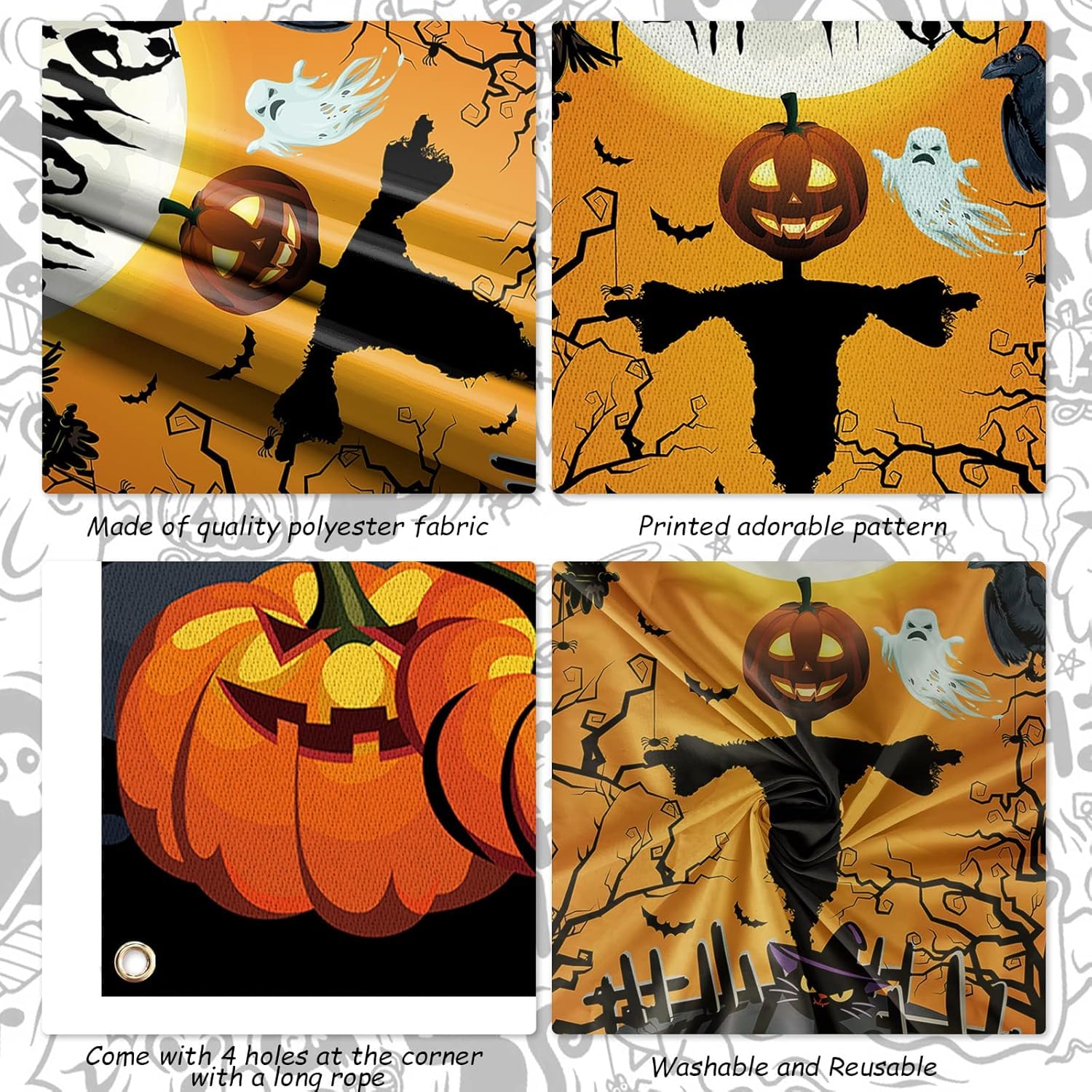 Halloween Mouse Pumpkin Banner - Large Door Cover Decor, Cartoon Window Hanging Backdrop For Indoor/Outdoor Party