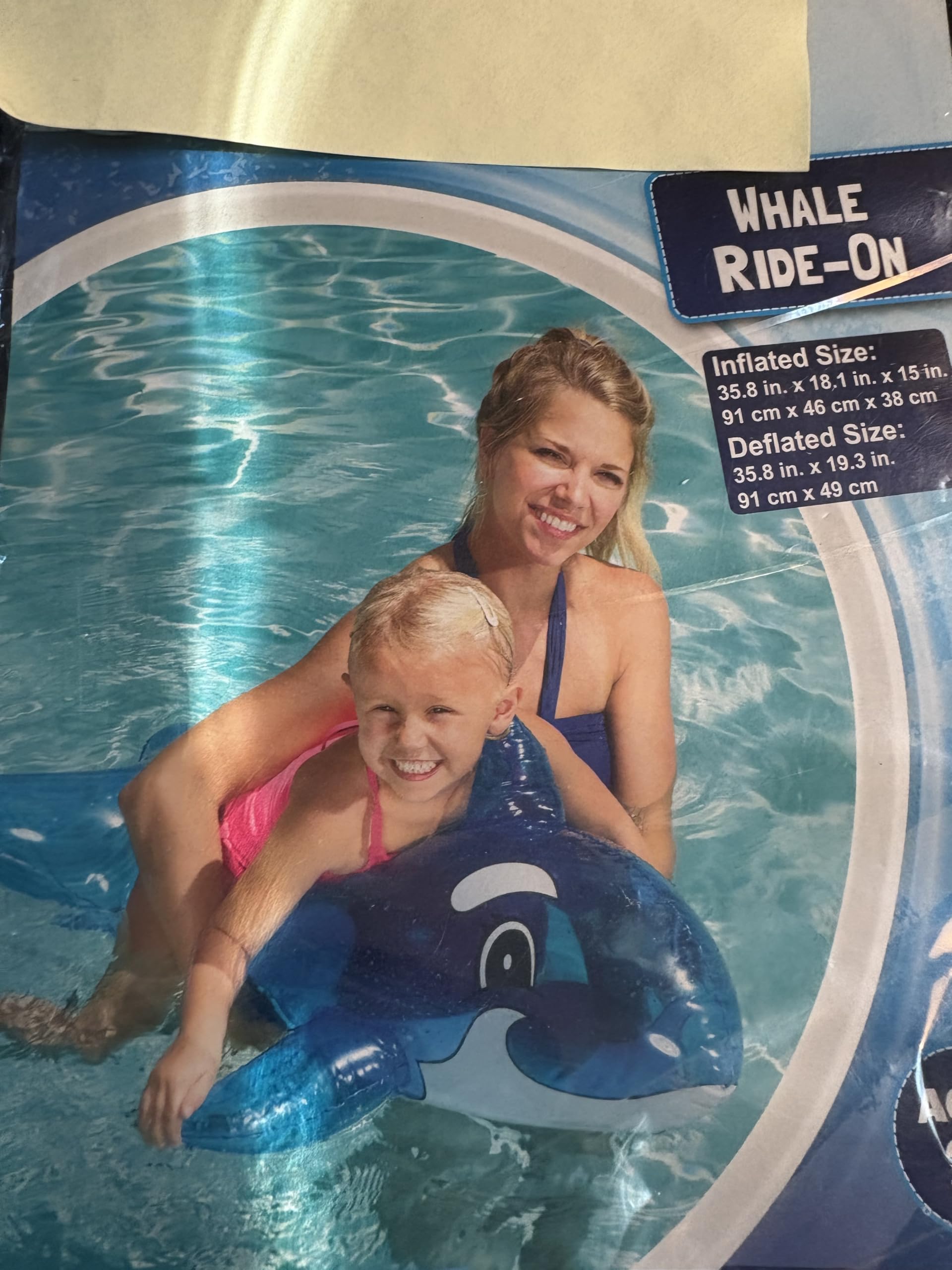 Whale Ride-On Inflatable Pool Floatie for Ages 3+ Blue