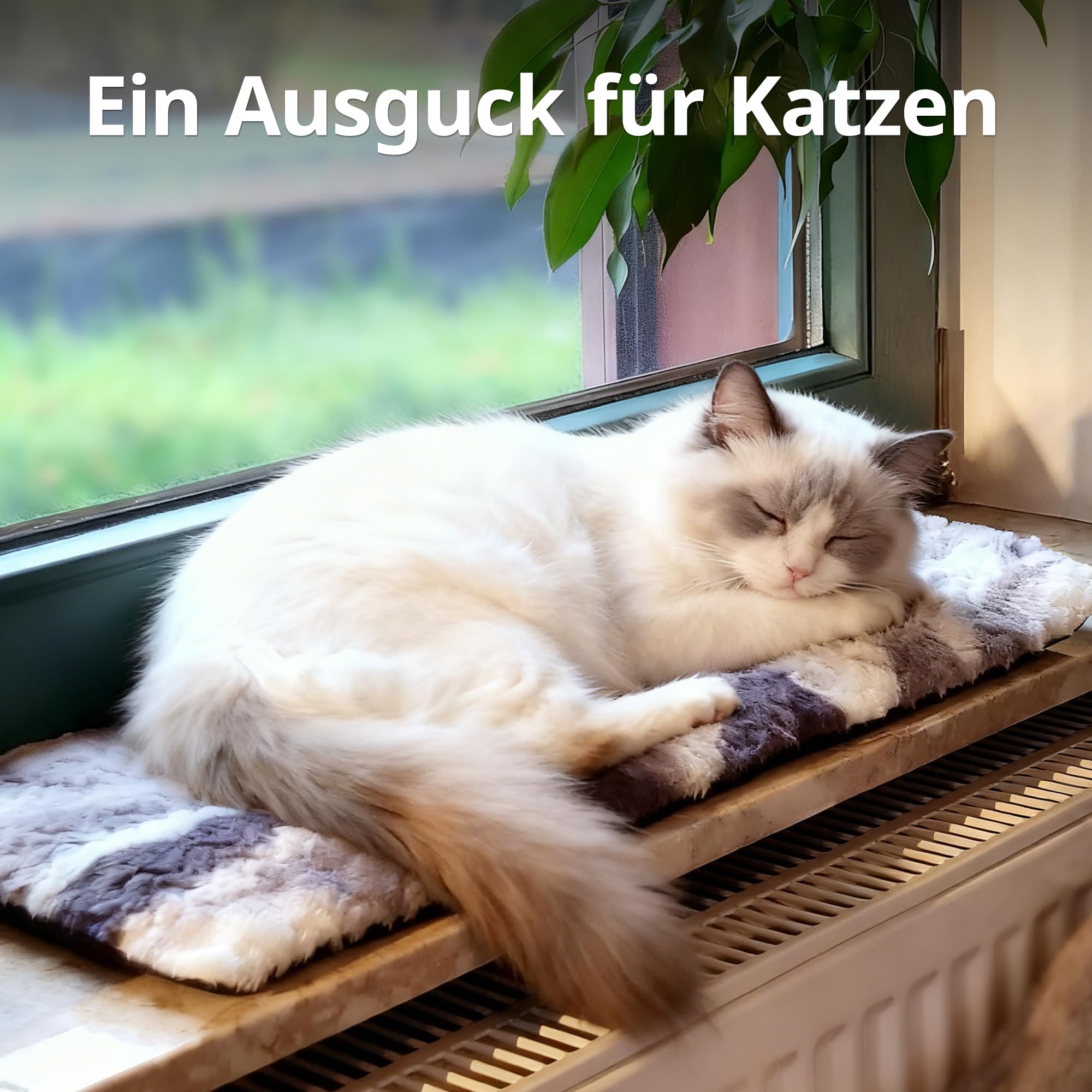 Cojín de Ventana para Gatos Colchoneta Autocalentable sin Electricidad, Antideslizante Manta Autocalentable para Gatos para Ventana 90x28cm, Suave y Lavable Funda Gris