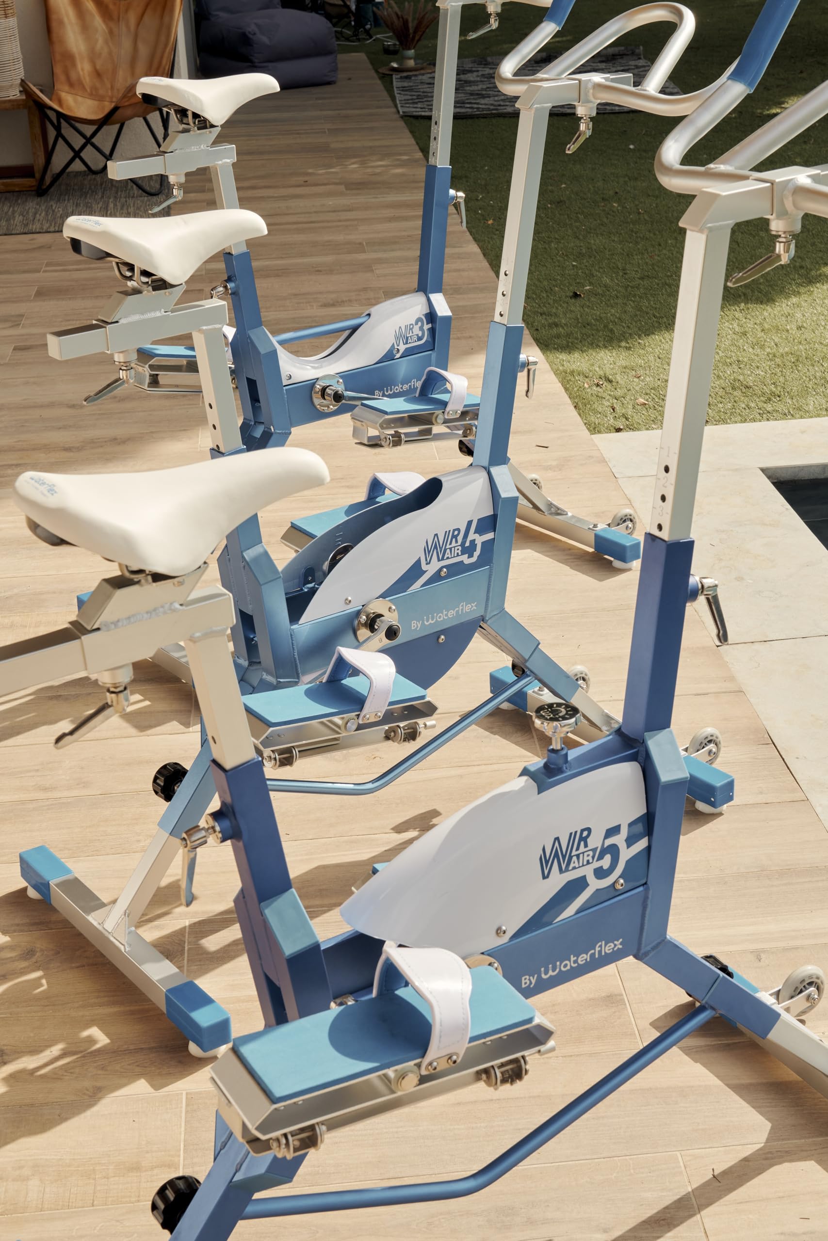 Aquabike Aluminium WR5 WX-WR5A - Vélo Piscine Spinning - Résistance Hydraulique - Réglages Mécaniques - Utilisation Pieds Nus - Prof. 1,1-1,6m - WX Water Flex Water Fitness Expert