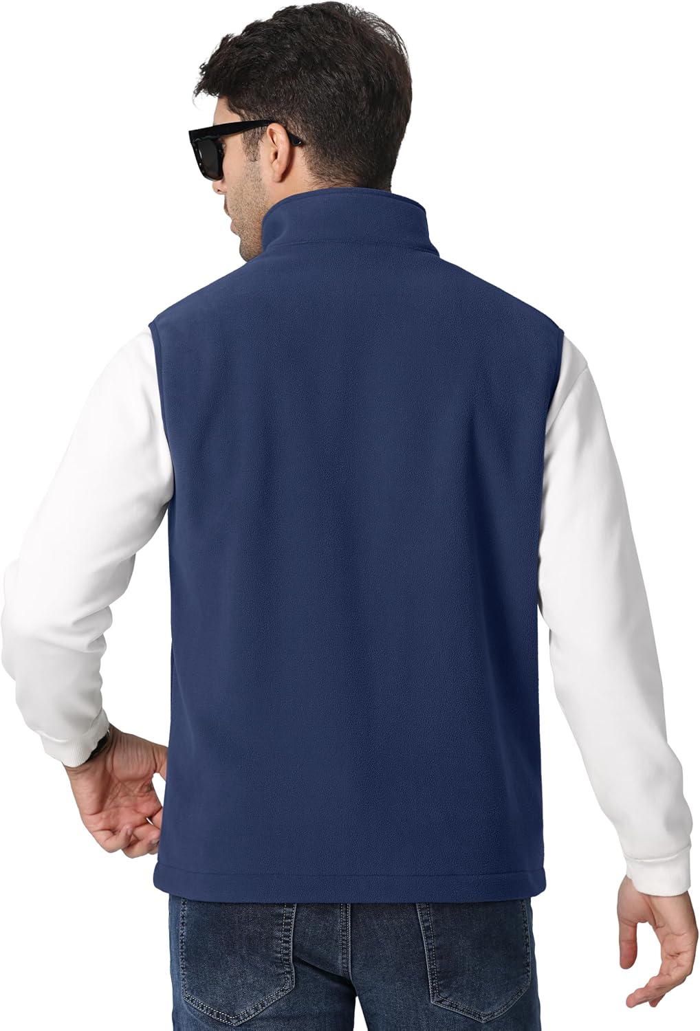 TACVASEN Men's Fleece Vest Zip Up Lightweight Vests Outerwear with Pockets Winter Warm Sleeveless Jacket for Hiking Golf
