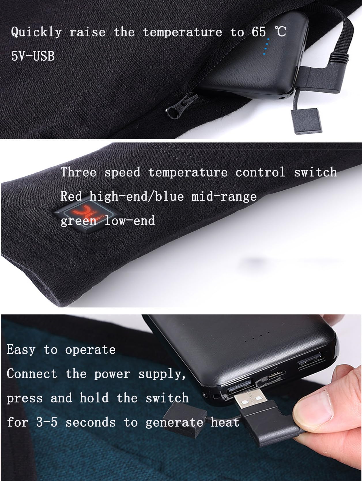 Ropa interior térmica térmica para parejas con cuello redondo y carga USB (excluyendo el banco de energía)