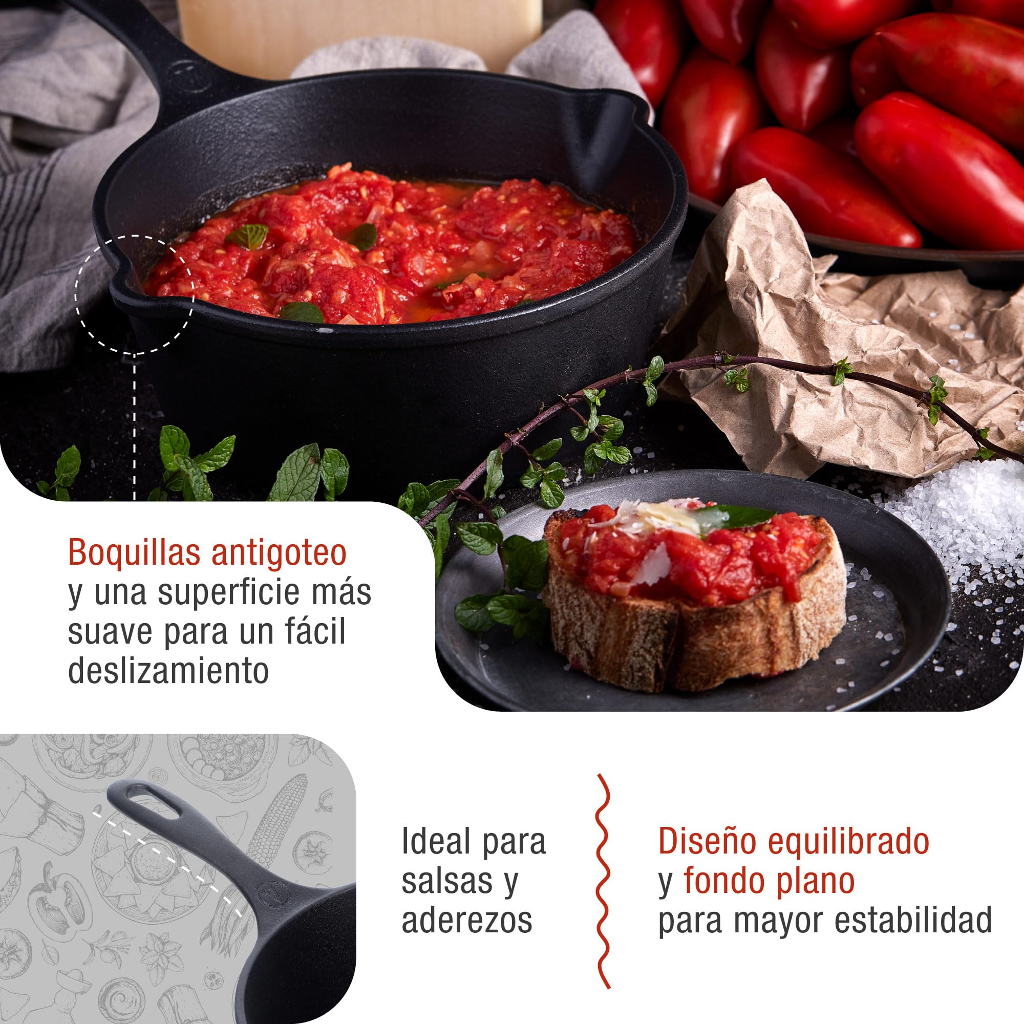 VICTORIA Sartén Honda Hierro Fundido Esmaltado Inducción 20cm, Apta para Fuego, Barbacoa, Horno, Vitrocerámica, Gas, Cast Iron Skillet, Libre de Tóxicos sin PTFE ni PFOA
