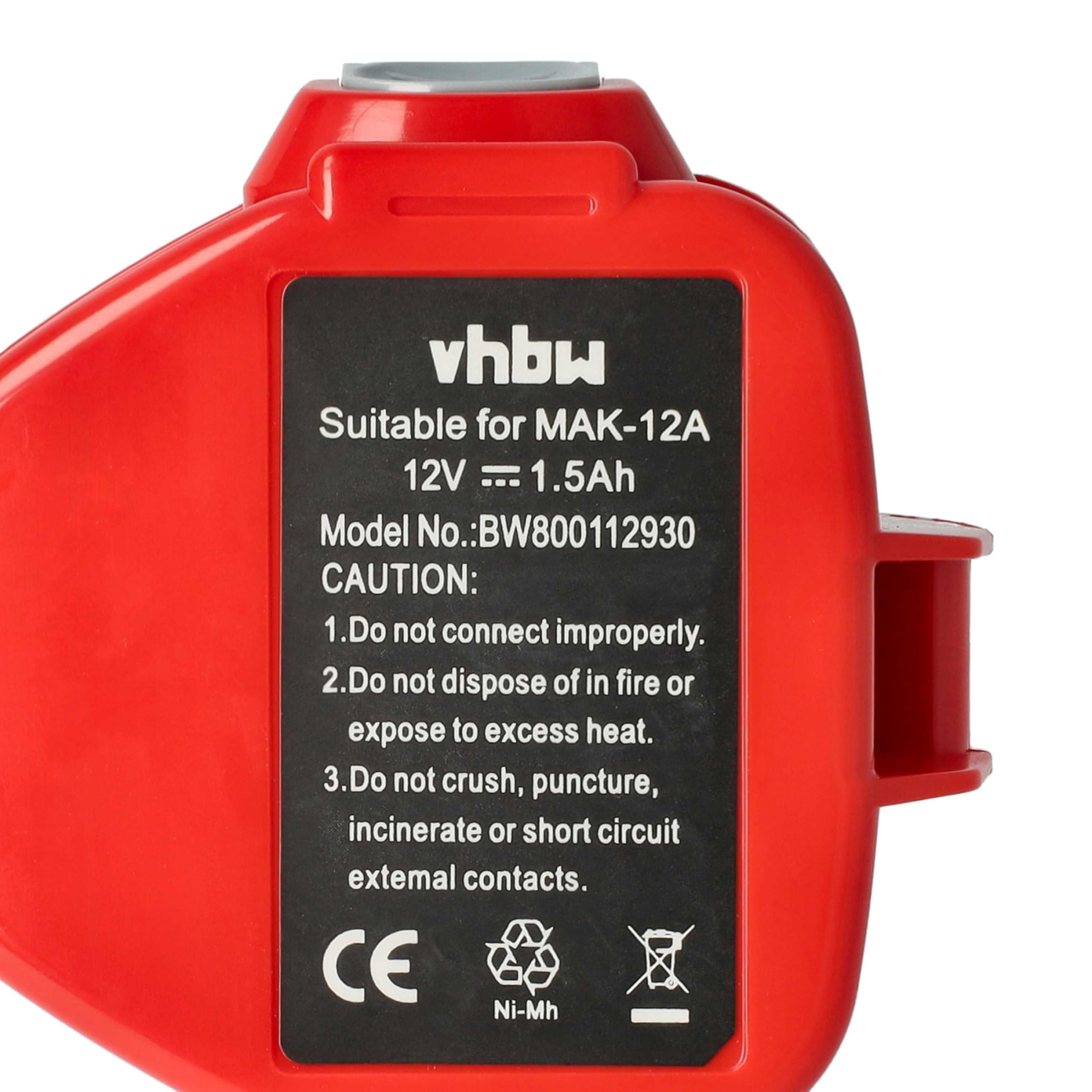 vhbw 3 x akumulator zastępczy do Klauke RA3, RA4, RA5 do elektronarzędzi (1500 mAh NiMH 12 V)