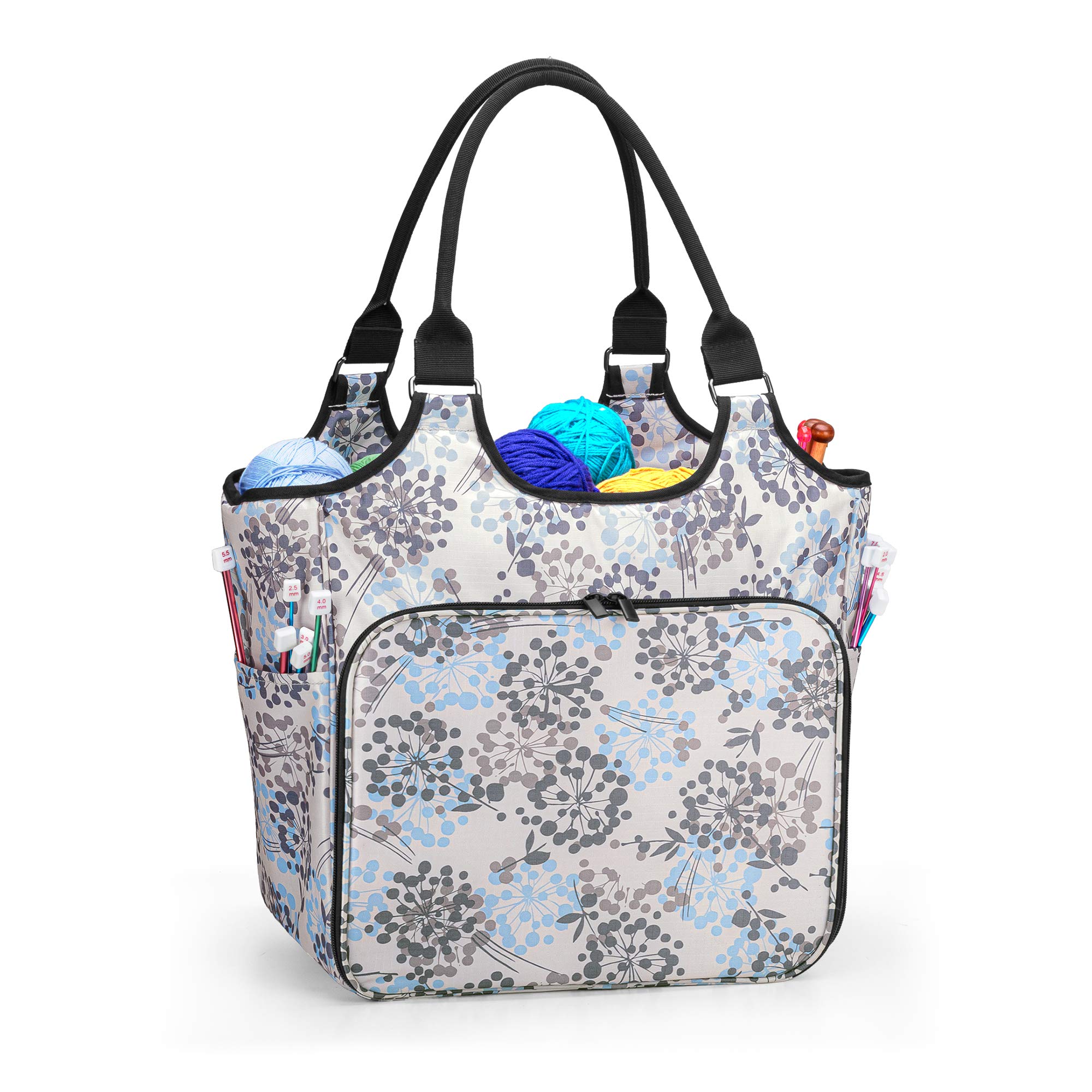 Yarwo Sac de Transport pour Aiguilles à Tricoter, Pelote et Fil de Laine - Rangement pour Accessoires de Tricot et Crochet, Pissenlit