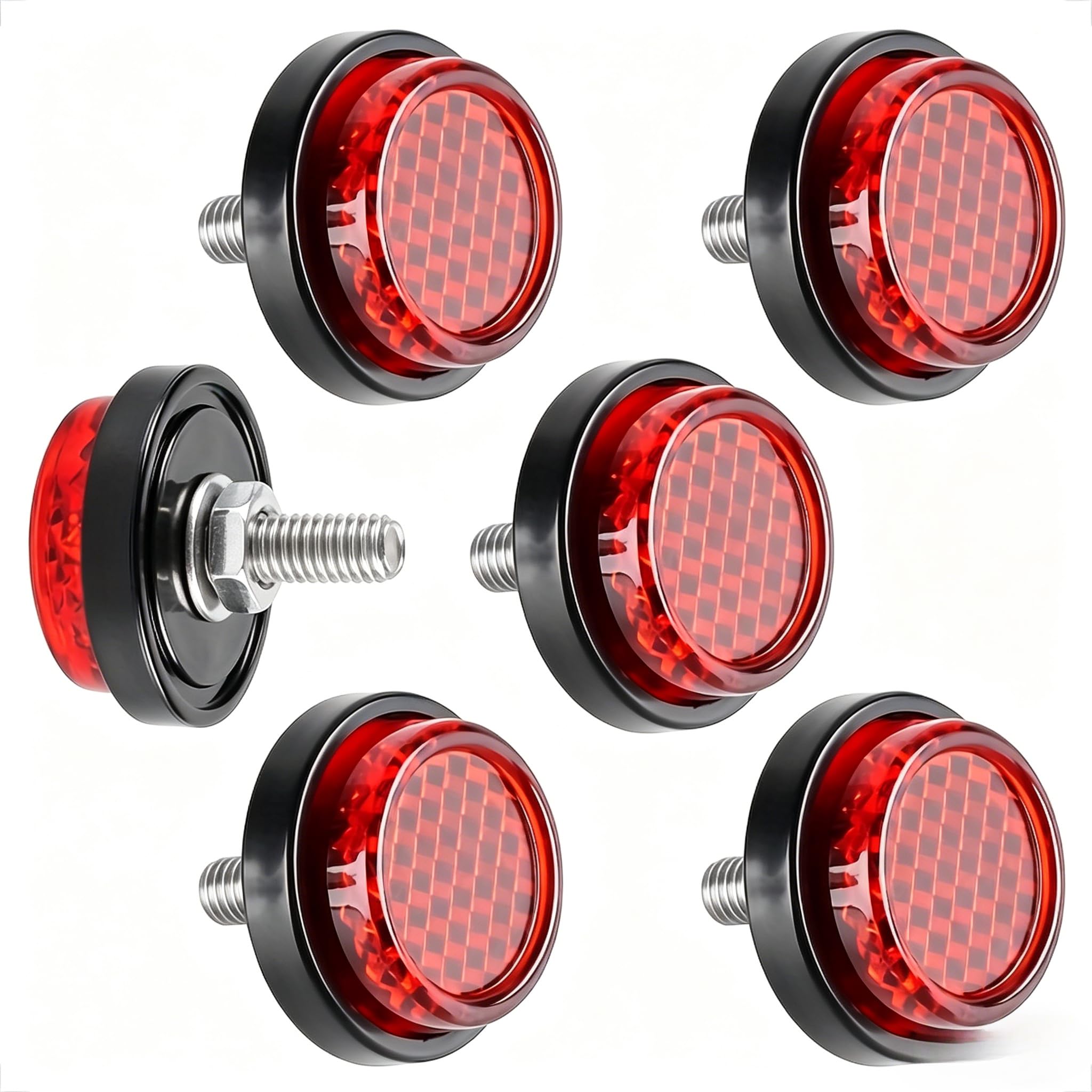 ONEMAJI 6 Pcs Motorcycle Reflector for BMW S1000RR, Safety Warning Plate Rear Light Marker Night Visibility Signal Exterior Reflective Trim,Red