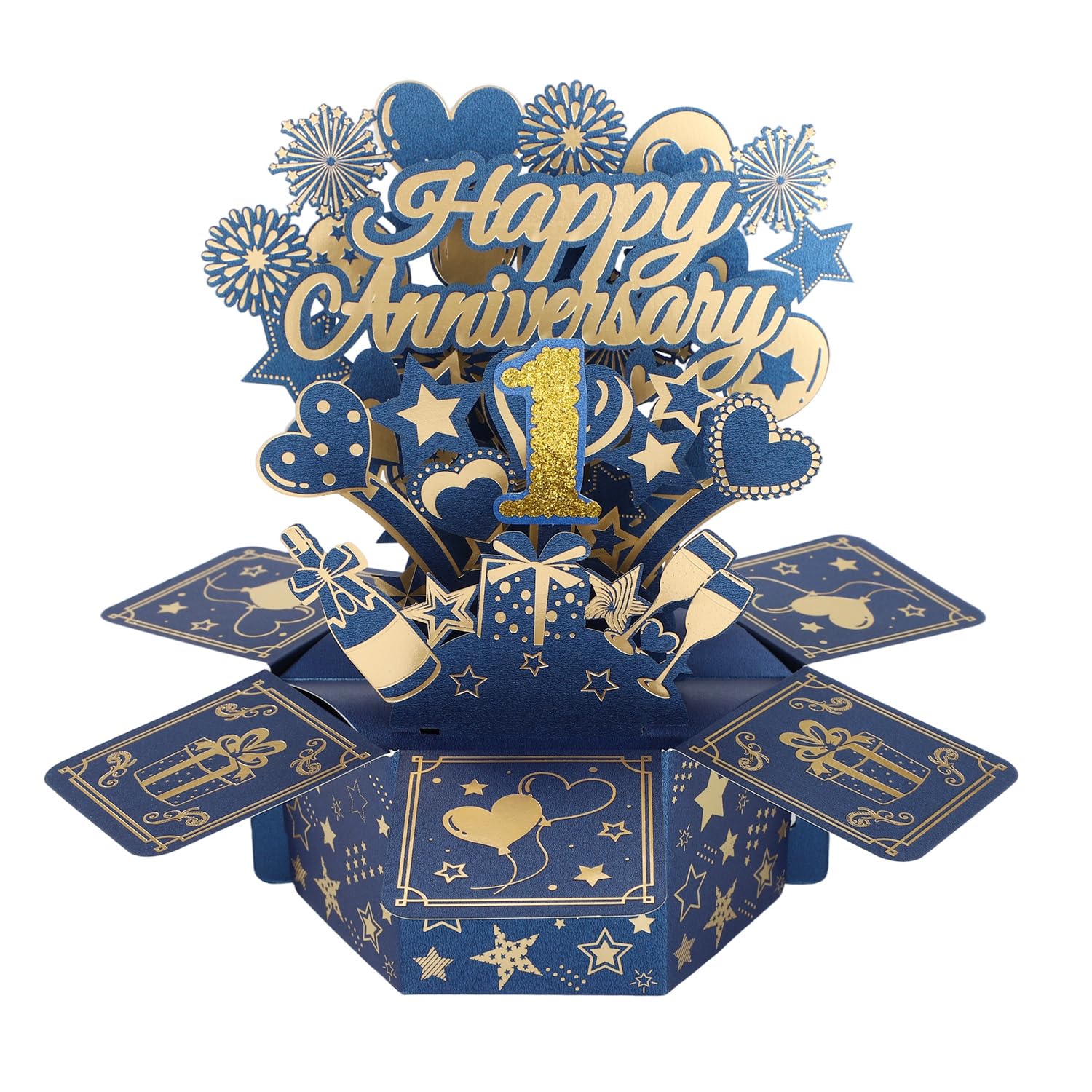 Happy Anniversary Pop-up Card, Colorful 3D Wedding Anniversary Cards with Envelopes Cool Birthday Pop-up Box for Men Women (1st) โ image 1