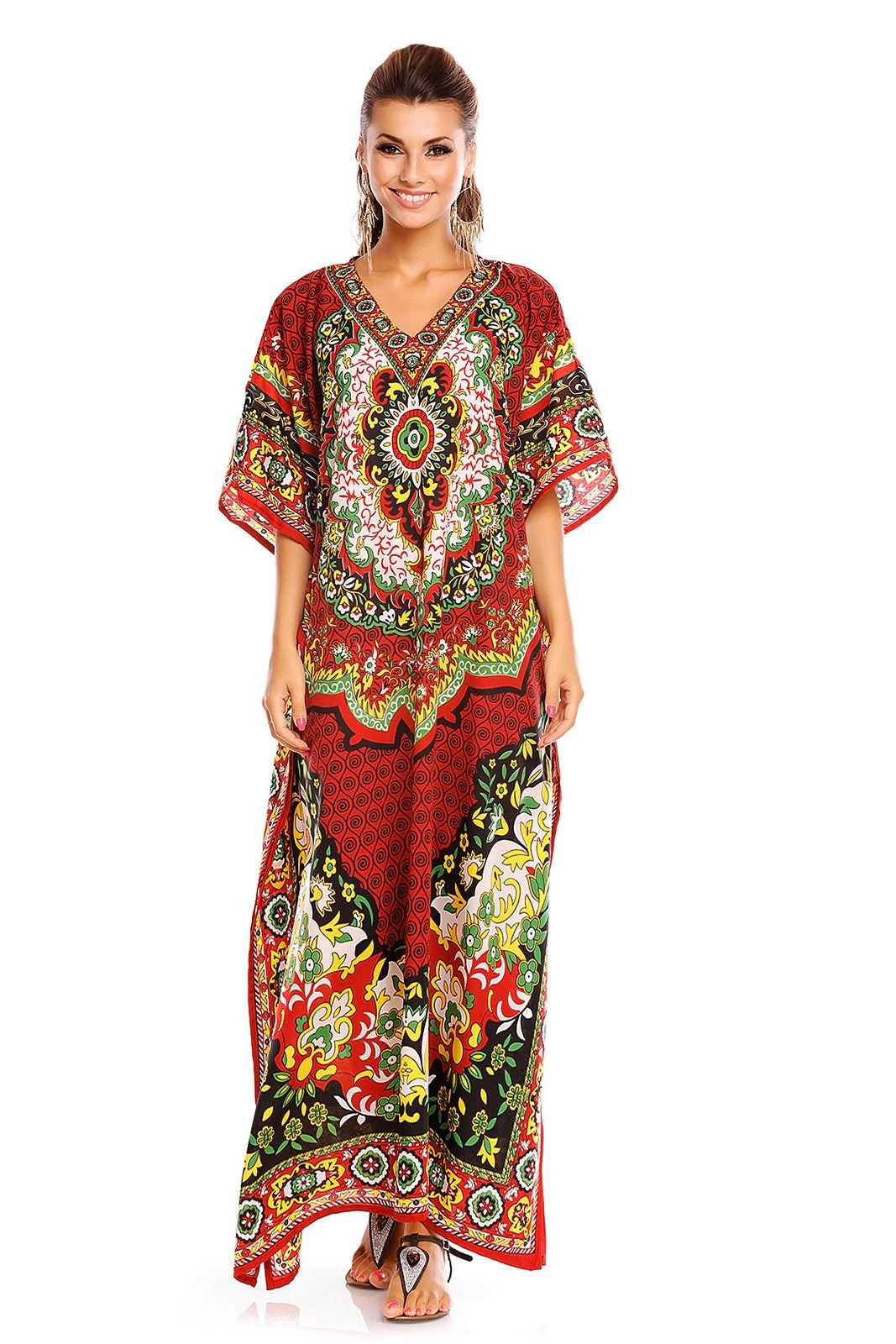 Looking GlamWomen's Oversized Maxi Kimono Kaftan Tunic Kaftan Dress Free Size