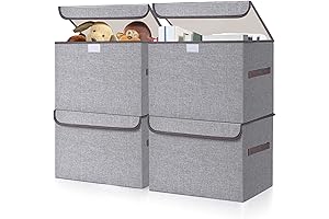 22-Quart Foldable Fabric Storage Bins with Lids for Cube Organizers (Gray, 4-Pack)