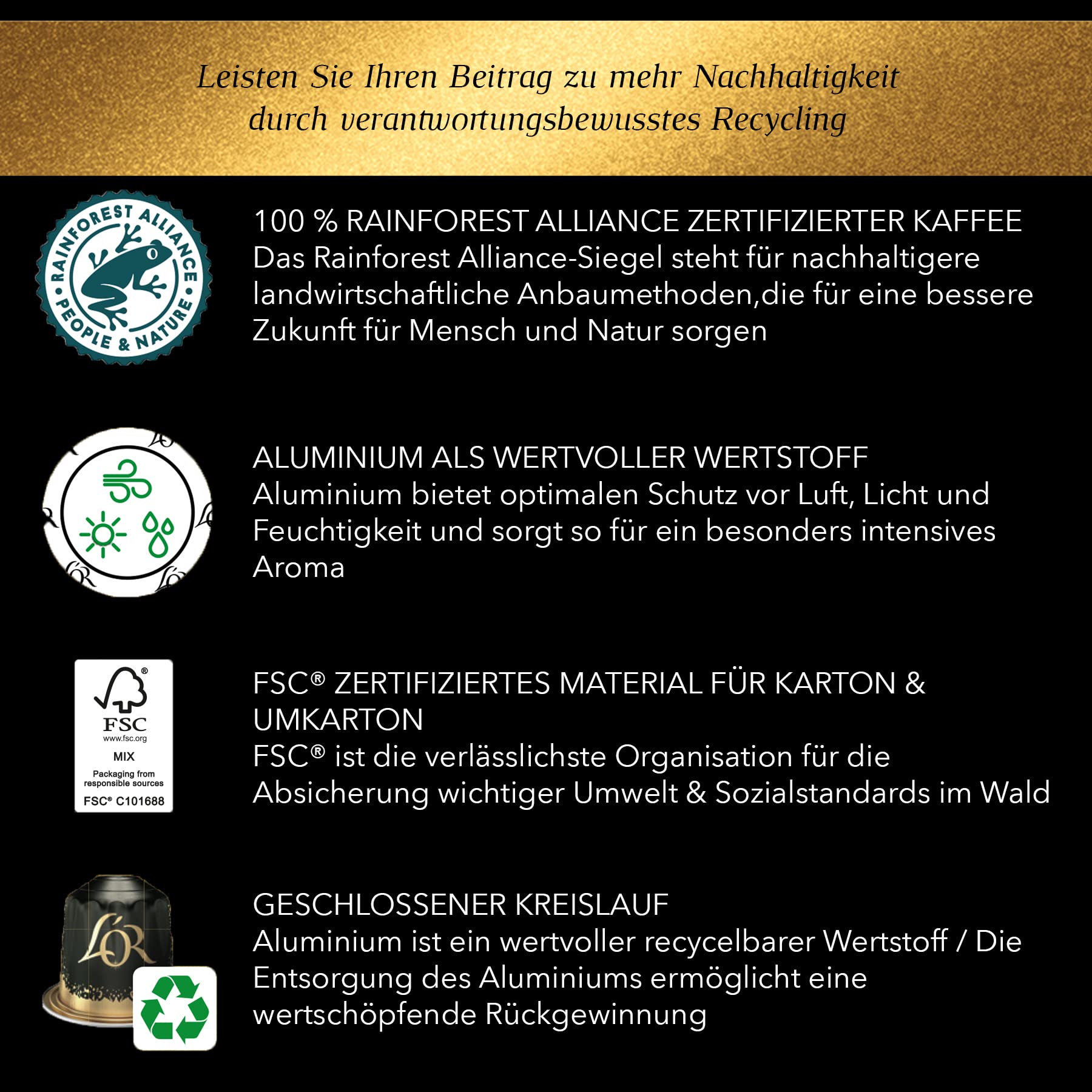 L'OR Lungo kapsułki do kawy Nespresso, 20 sztuk, kompatybilne z nutami pikantnymi z certyfikatem UTZ, Lor Estremo 104 g