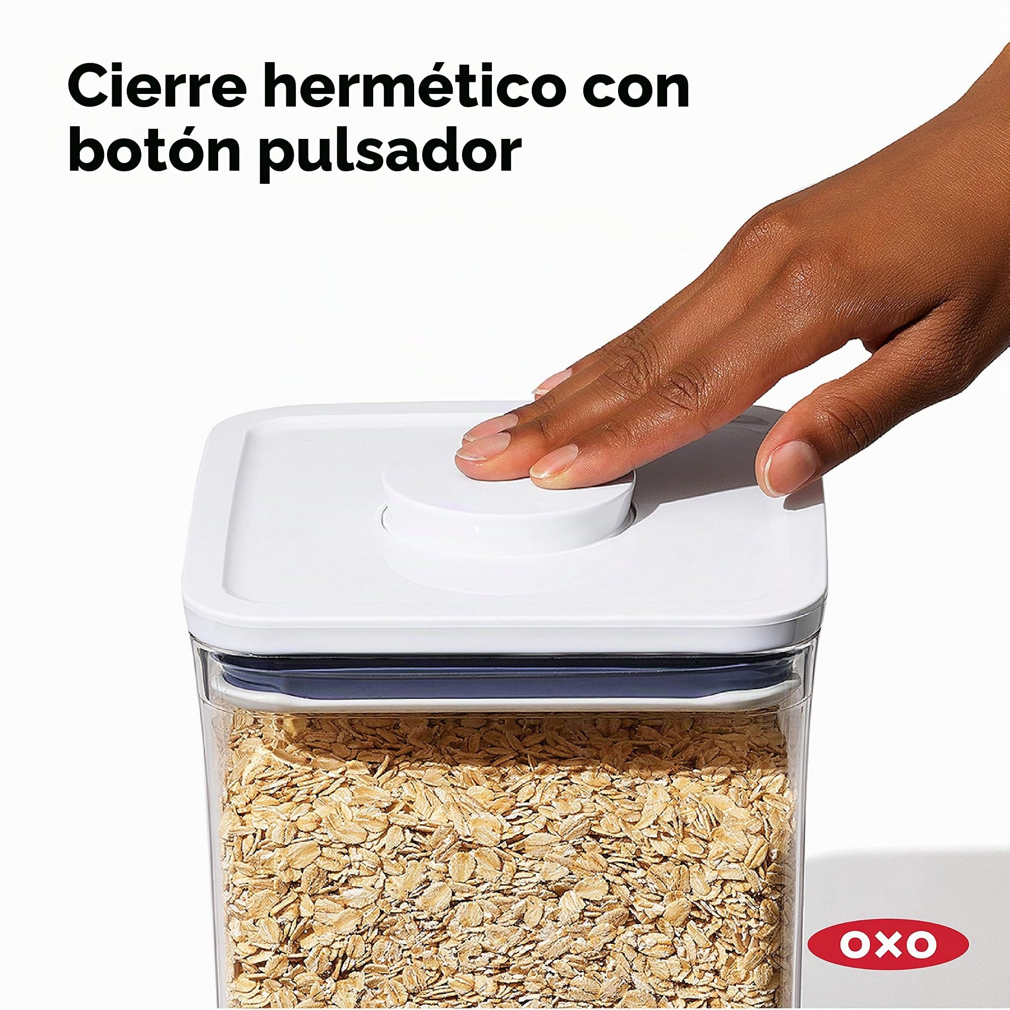 OXO Good Grips Juego de 4 Contenedores Mini POP: Almacenamiento Hermético de Alimentos para Especias + Sello de Botón a Presión + Diseño Apilable y Compacto + Apto para Lavavajillas (Paquete de 2)