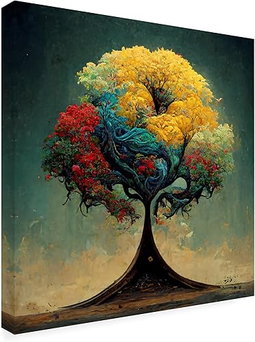 Miniatura 4 de Trademark Fine Art Ray Heere - Arte de pared con texto en inglés Árbol de la vida 16 de Ray Heere para decoración de sala de estar, dormitorio u