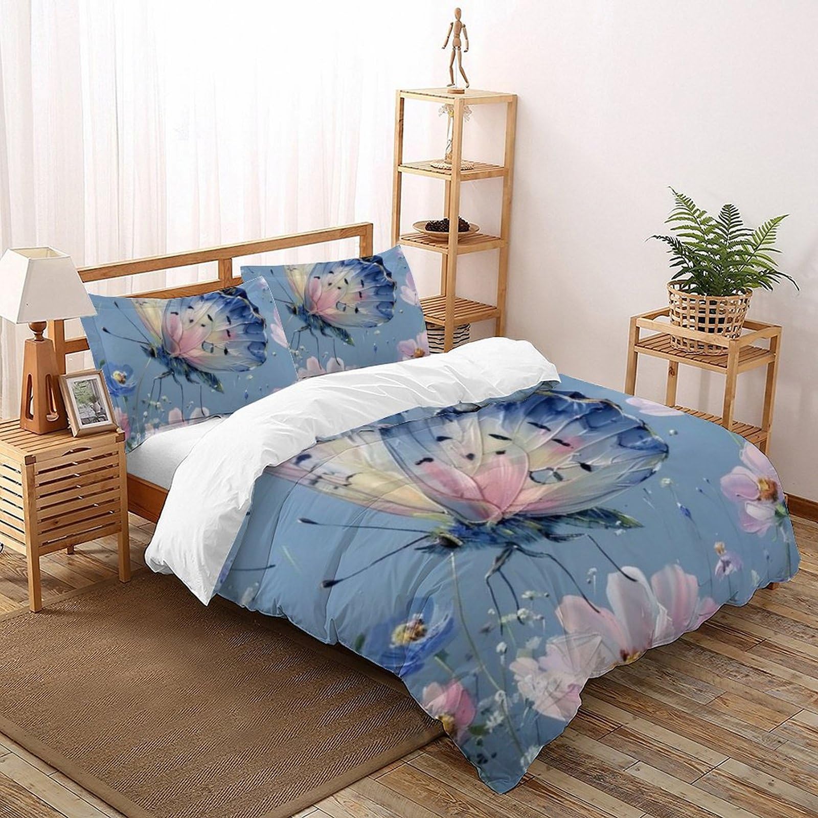 Housse de couette papillon king size 220x240 cm avec motif animaux 3D