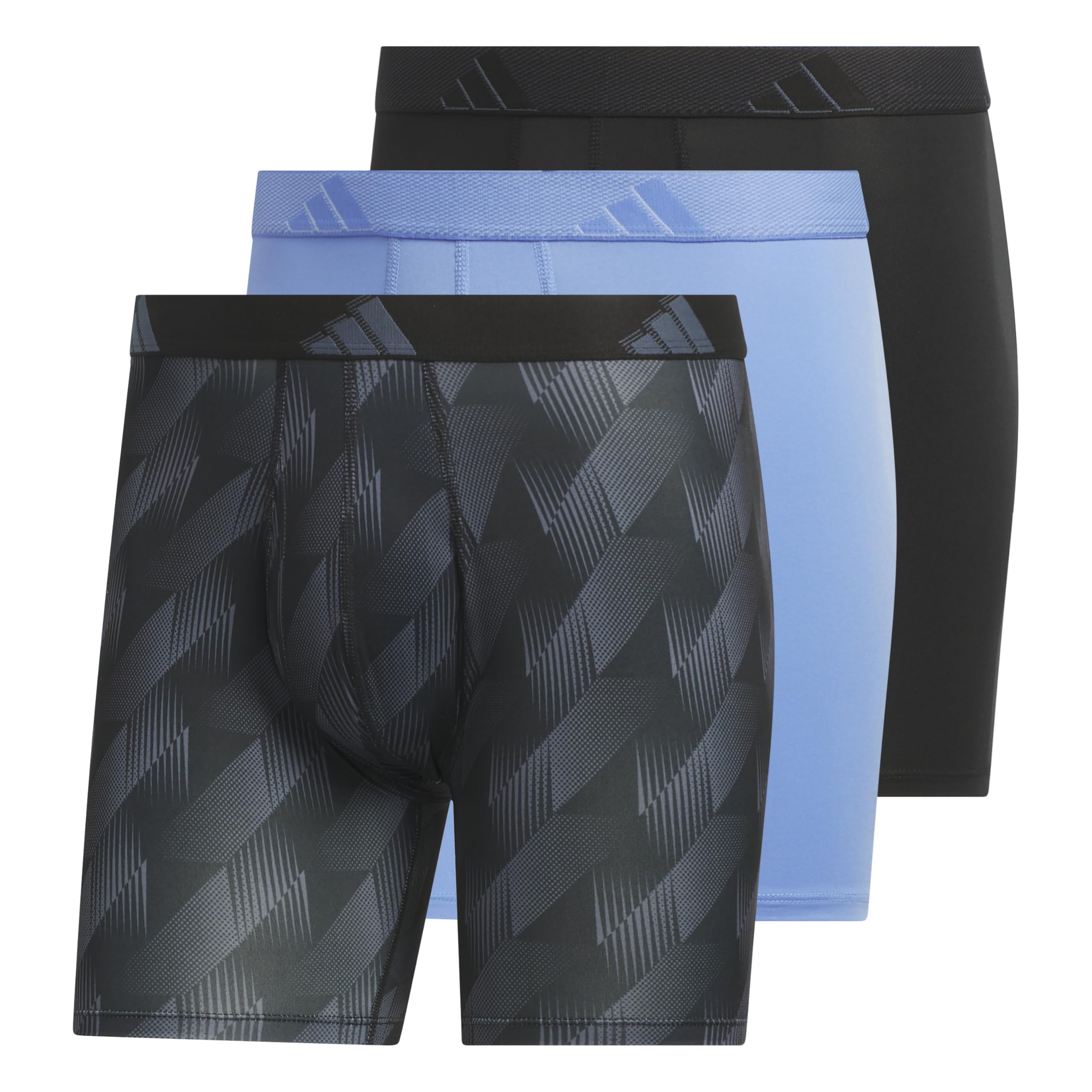 adidas Men's Microfiber Boxer Briefs Underwear (Multipack) Athletic Stretch-Fit, Adi Summit Onix-black/Blue Fusion/Black, L