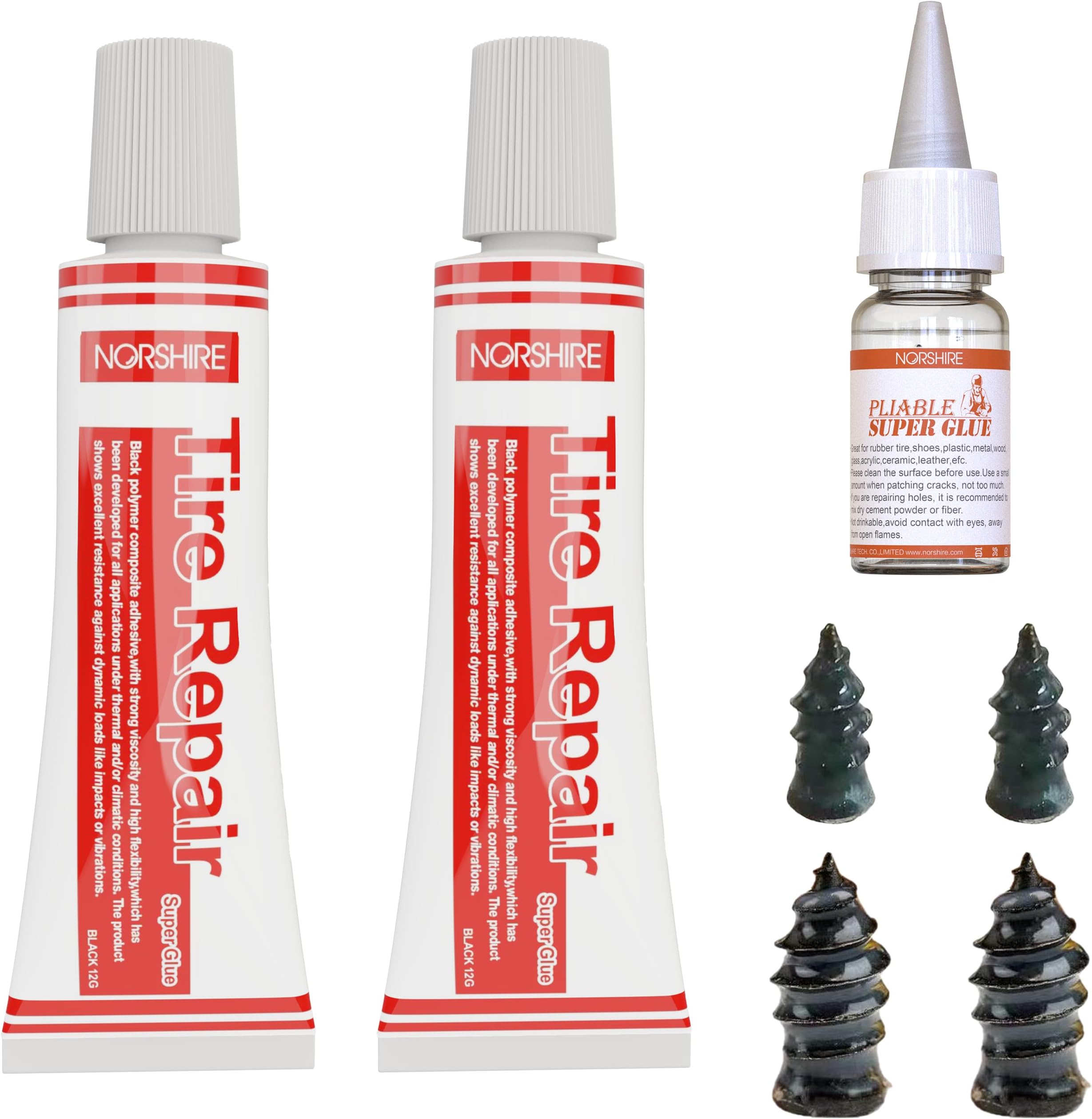 Tire Repair Glue Super Glue Rubber Cement for Side bonding or tire Leakage can be Used on Multiple Types of Tires Also can be Used as Gasket Sealers 12ML*2 Black