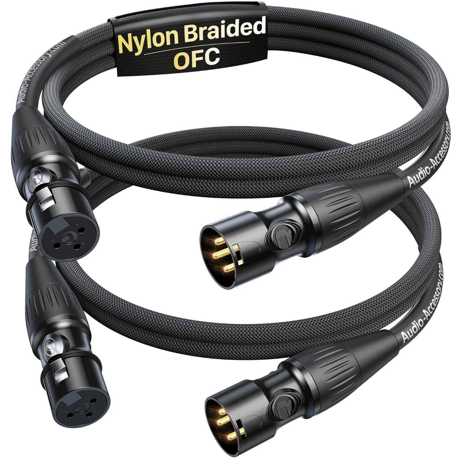 Short XLR Cables 3.3ft 2 Pack, Gold Plated 3-Pin Connectors from Rean-Neutrik Sub Brand, Kevlar-Reinforced Nylon Braided & OFC Shielded XLR Male to Female Balanced Microphone Cord for Mixer, Amp, DAC 3.3ft Basic Series, 2 Pack, REAN