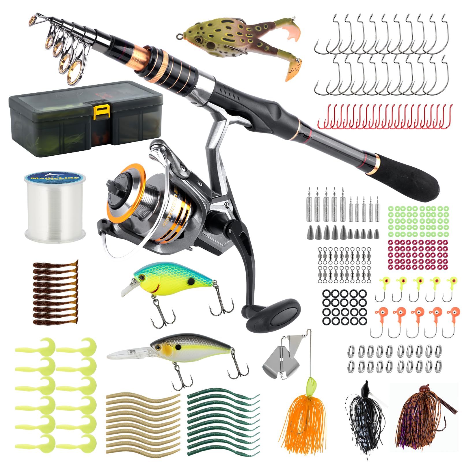 Dr.Fish Angelrute und Rolle Combo Teleskop Angelrute 1,8-3m Faltbare Spinnrute 3000 Rolle Bass Gear Ausrüstung Süßwasser