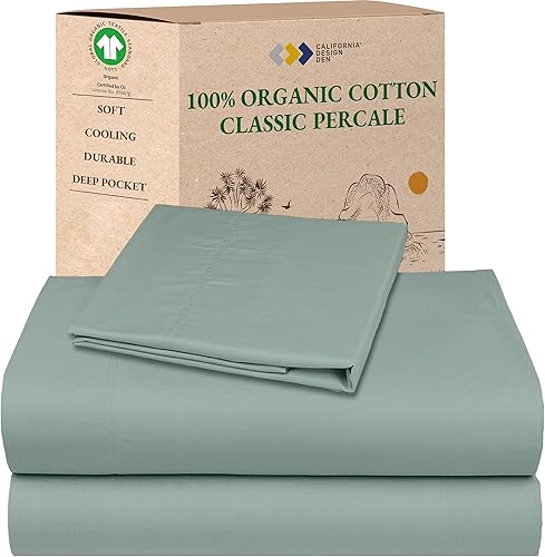 Vista 28 de California Design Den Sábanas de tamaño Queen – Sábanas suaves 100% 100% algodón orgánico con bolsillos profundos, percal nítido, transpirable y 04