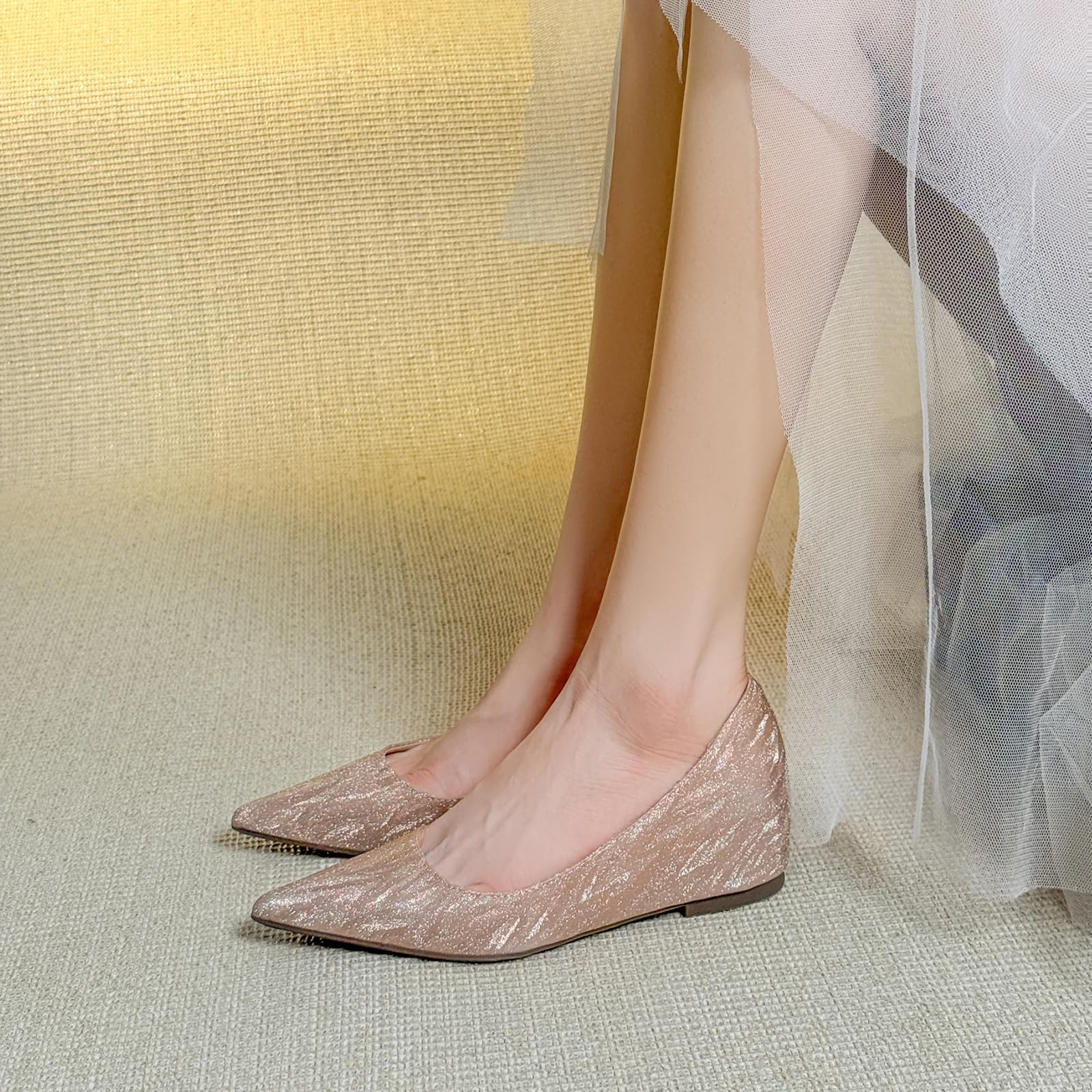 Wygodne buty ślubne, bez zmęczenia, 5 cm, ukryty obcas klinowy, buty dla panny młodej z podparciem łuku stopy, do długiego stania i tańca