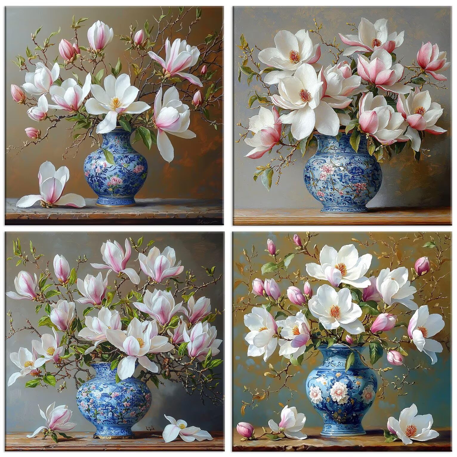 QIANLUOO Jarrón de Magnolia 5D Kits de Pintura de Diamantes 70x70cm G-929