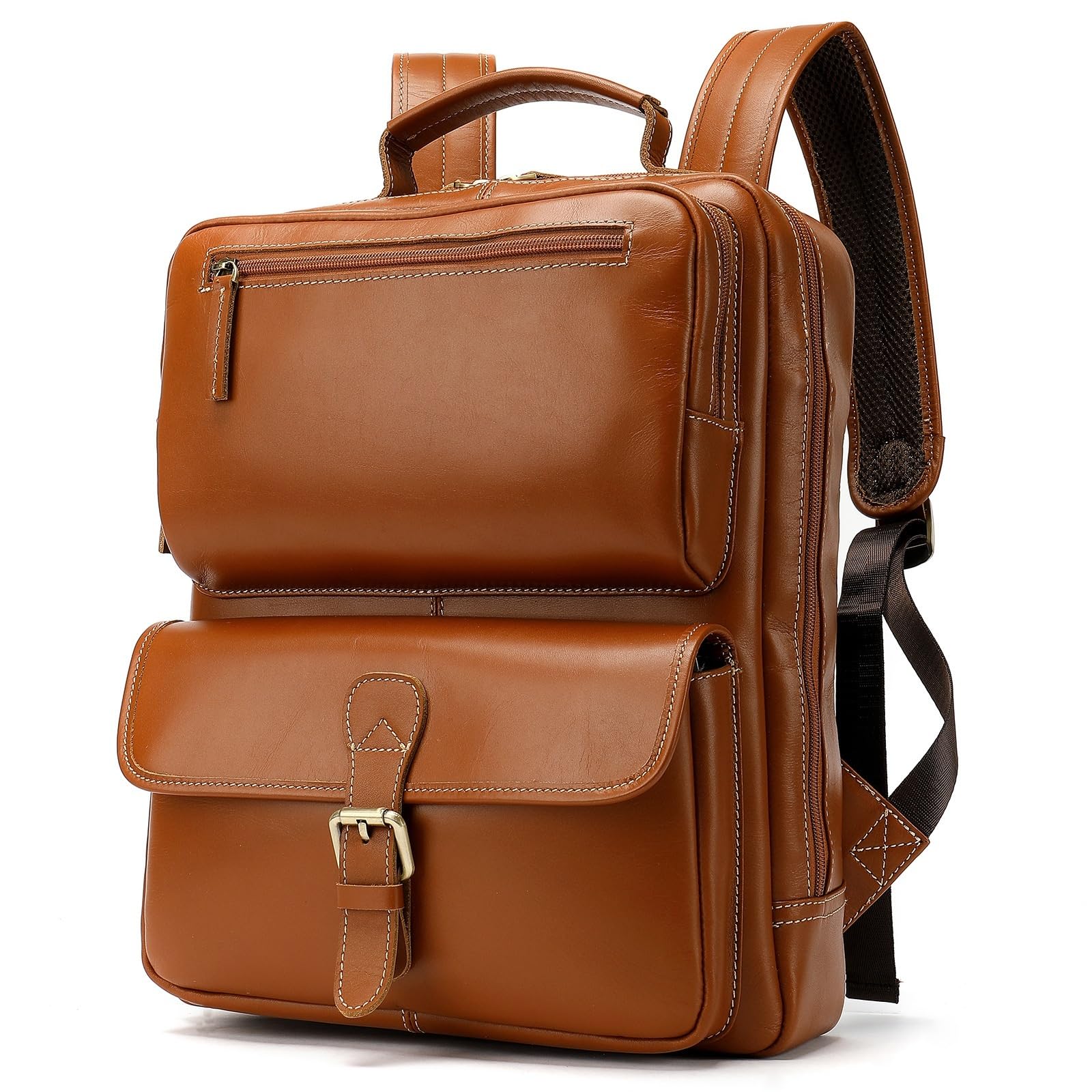Rucksack aus echtem Leder, Vintage-Stil, Rindsleder, große Kapazität, Tasche für Freizeit, Reisen, Sport, Outdoor, Wandern, Geschenk-Box (braun)