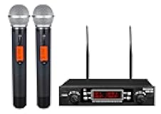 200-Channel Wireless Microphones System, Dual UHF Metal Cordless Mic Set, Auto Scan, Long Range 200-240Ft,16 Hours Use for Karaoke Singing, Church, 2022 Version(WM333)