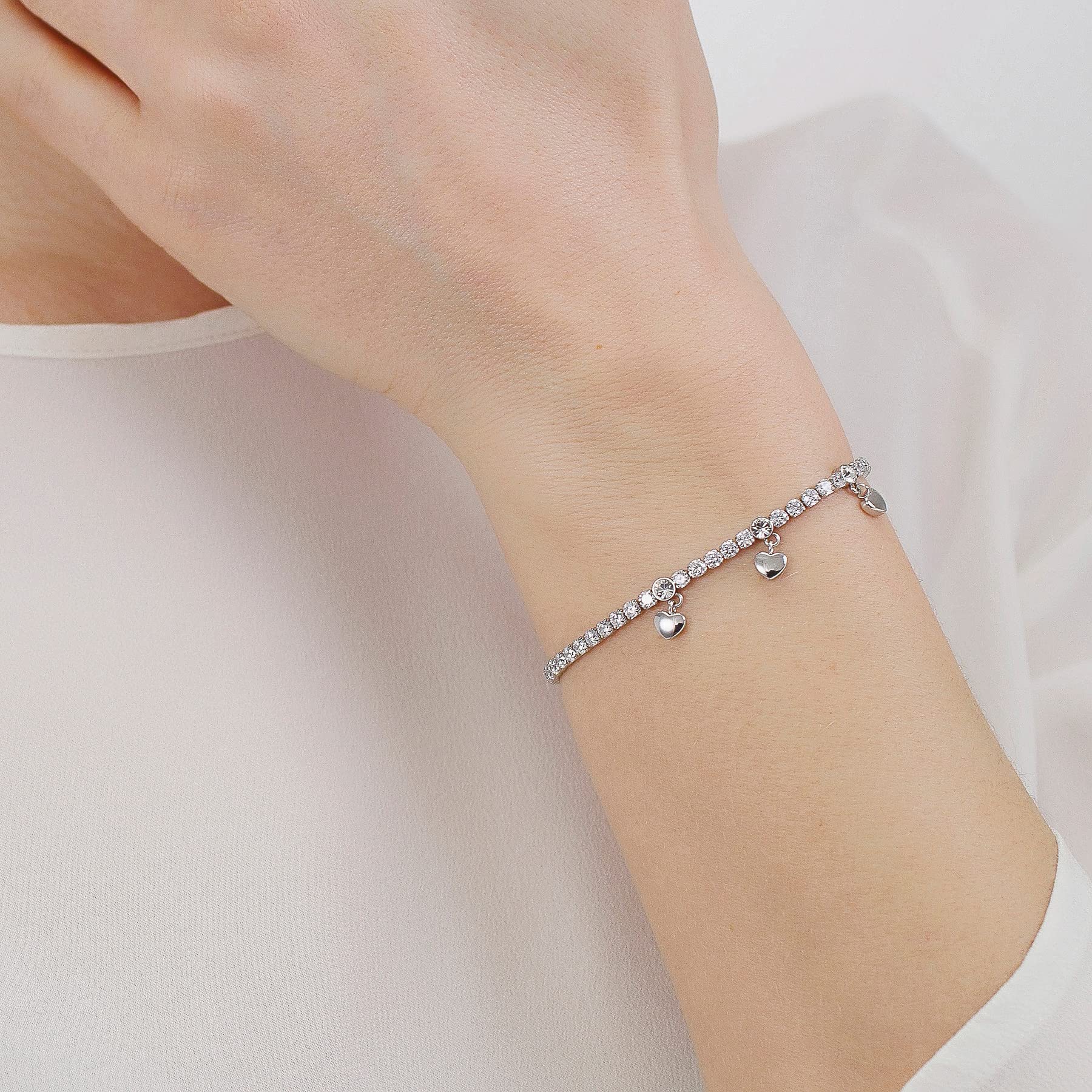 Brosway Bracciale Donna, Bracciale Tennis in Acciaio con Simbolo Cuore | Collezione Desideri - BEI043
