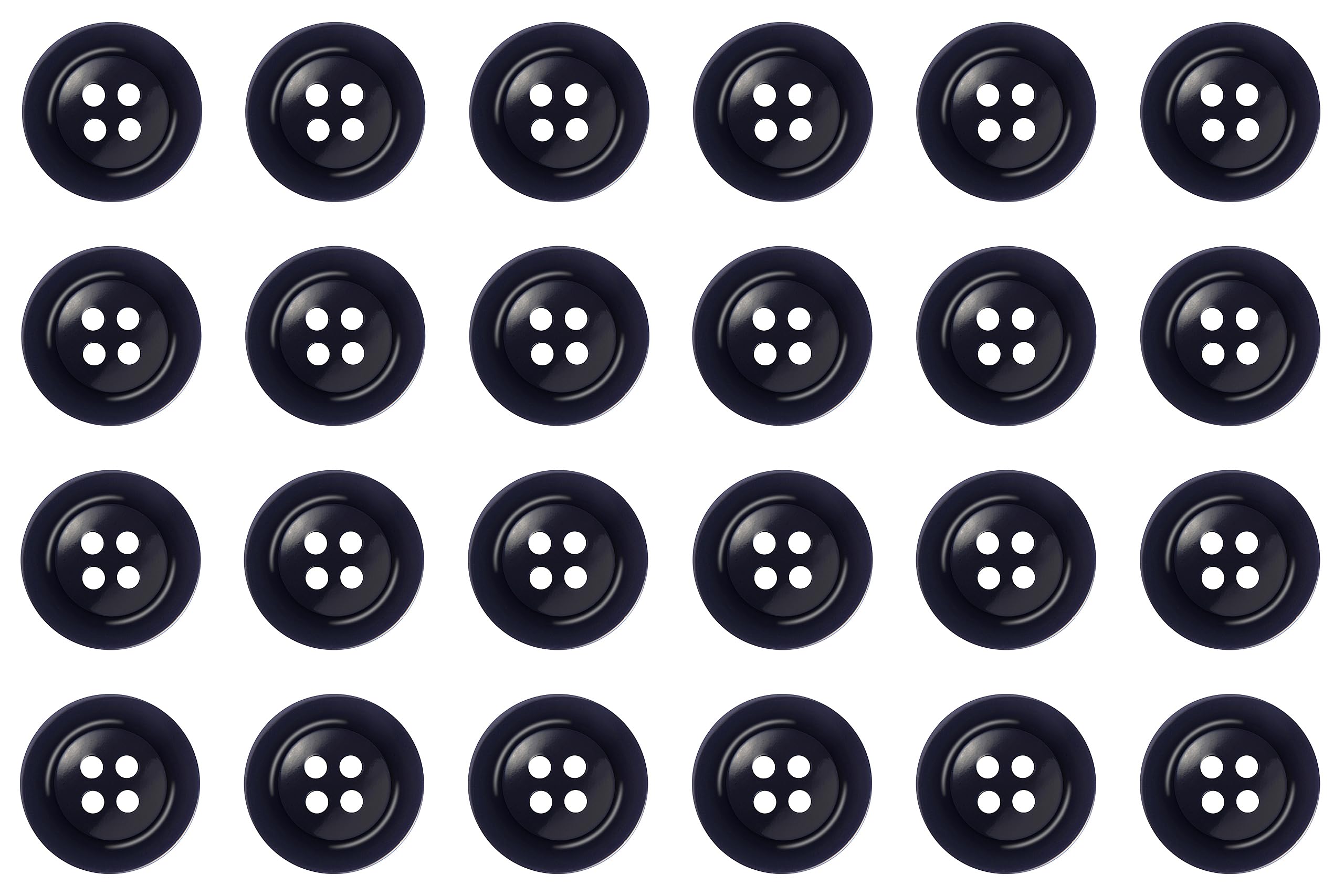 Pack of 24 Dark Blue 19mm Round Sew On Buttons for Trousers with Braces Suits Skirts Domed 4 Holes
