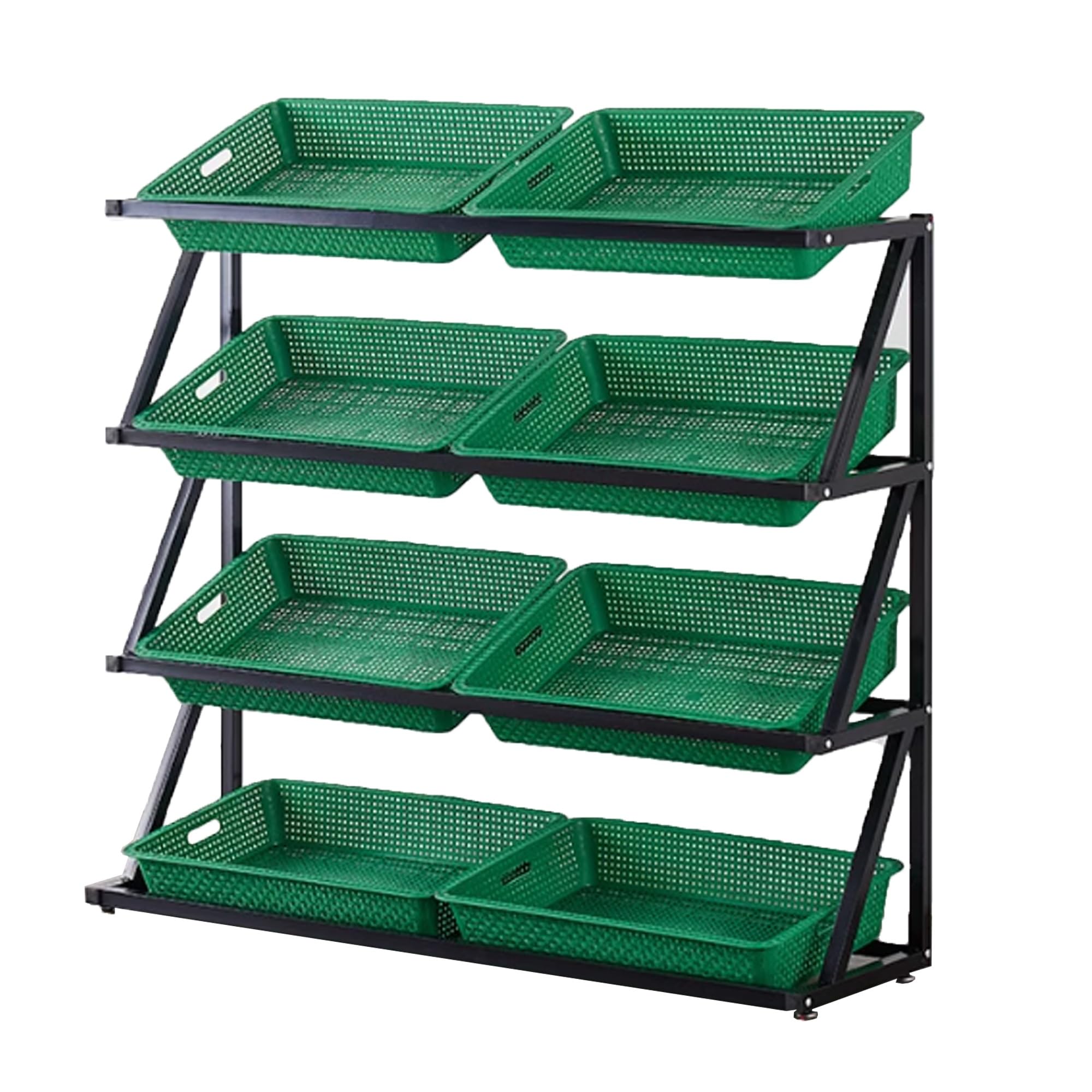 SaryEdge Versatile Retail Display Rack - Supermarket Shelf Organizer with Detachable Storage Box for Kitchen Pantry, Fruits, Onions, Potatoes, Chips - Black, 65x35x,Green-120 * 35 * 110cm