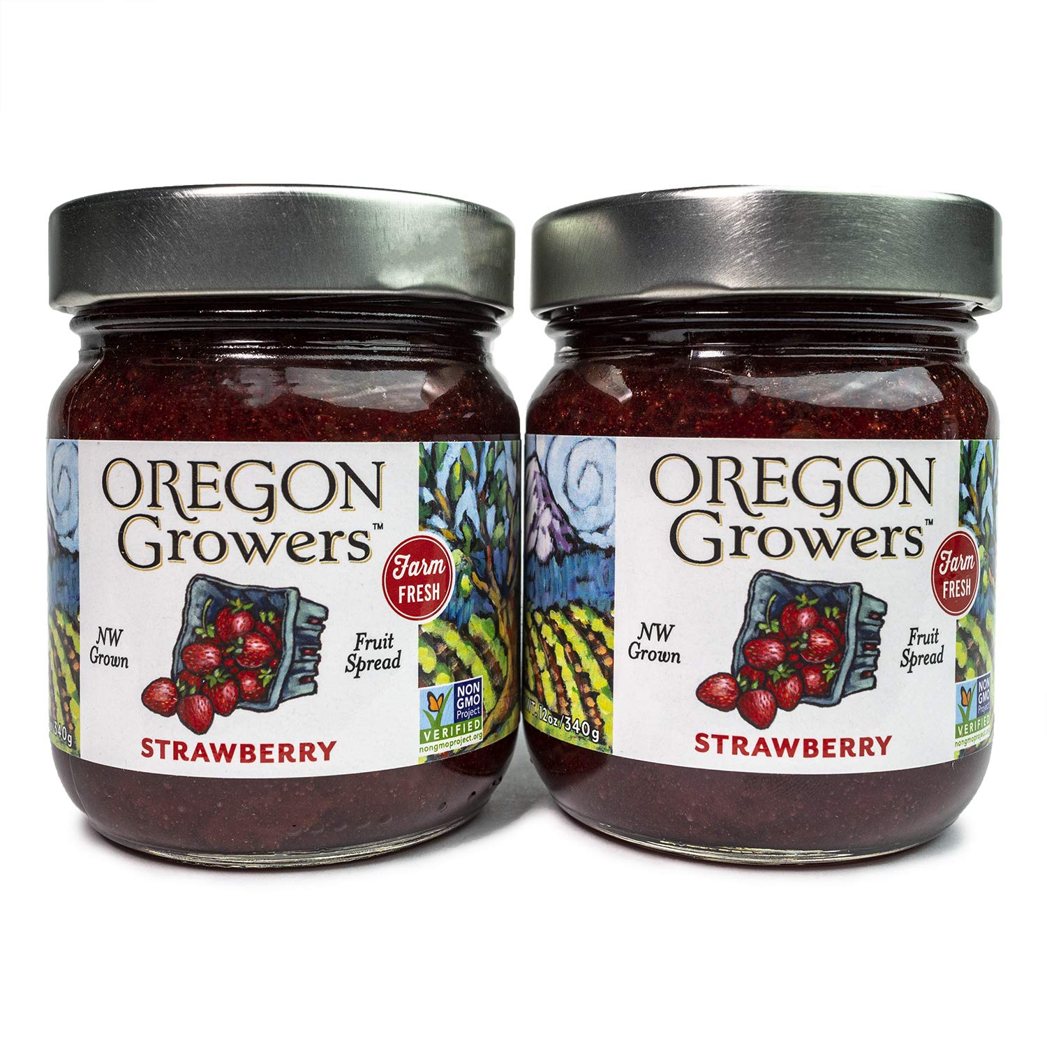 Oregon Growers Strawberry Fruit Spread - Organic Strawberry Jam, Organic Strawberries, Strawberry Jelly, Strawberry Spread, Fruit Jam, All Natural Ingredients - 12 Oz (Pack of 2)