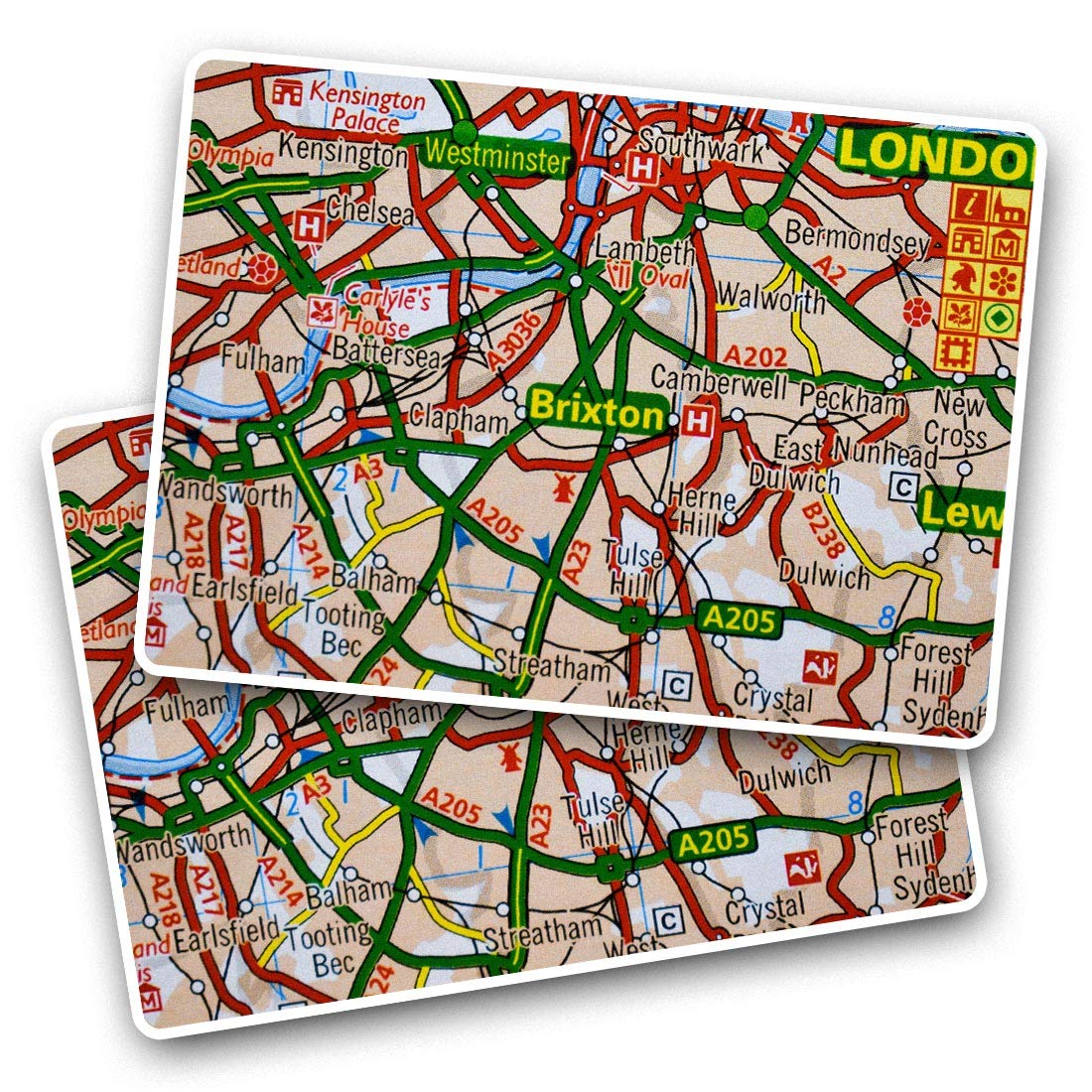 Destination Vinyl Ltd Multi Rectangle Stickers(Set Of 2) 7.5Cm - Brixton London England Travel Uk Map Fun Decals For Laptops,Tablets,Luggage,Scrap Booking,Fridges, #44459