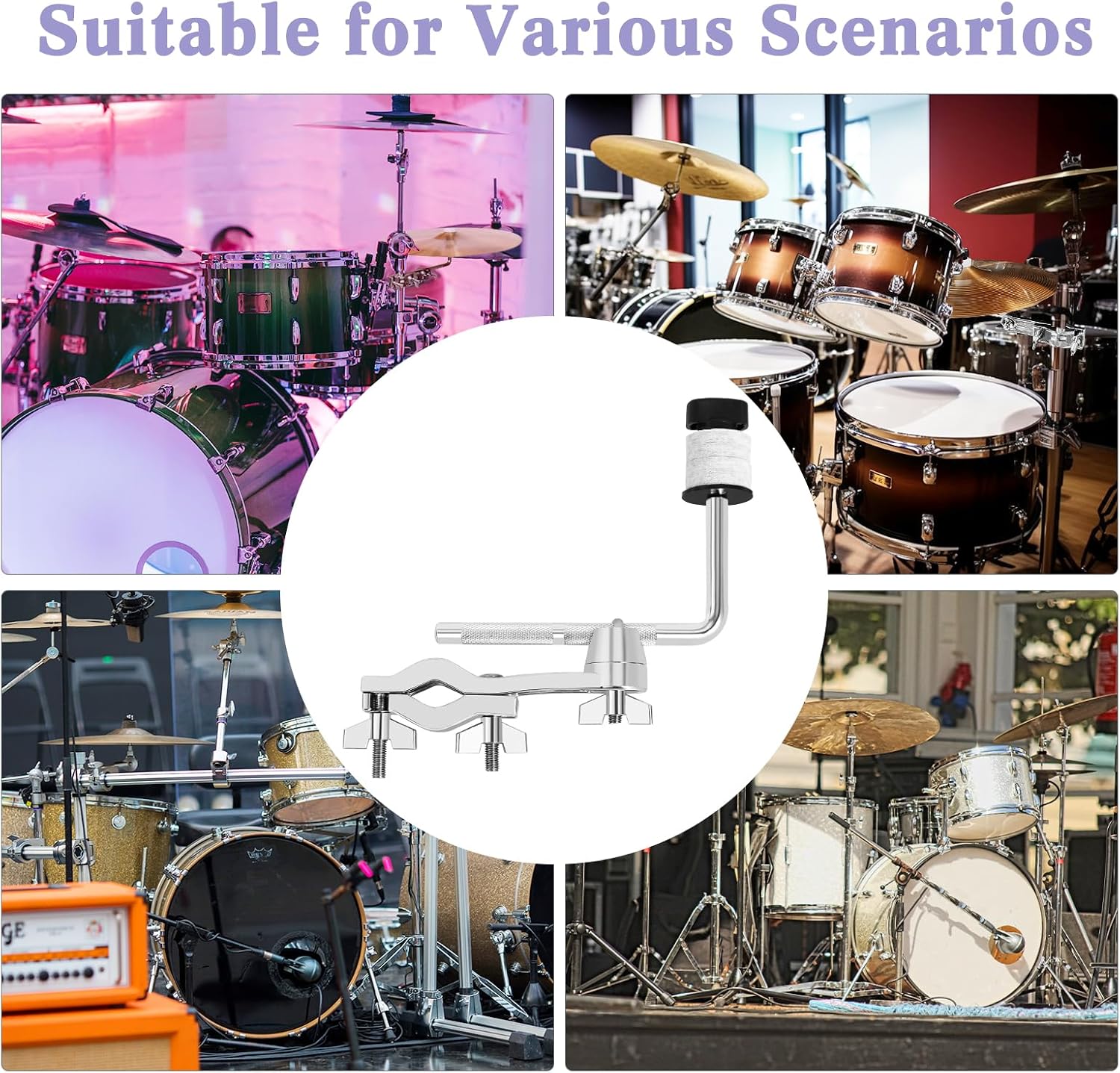 RANMING Cymbal Clamps Arm Drum Hoop Mount with Drum Set Mounting Clamp Cymbal Stand Extension Arm