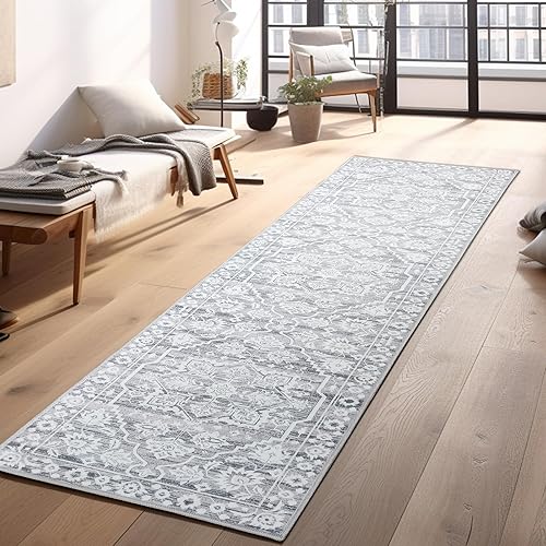 Alfombra bohemia lavable de 2 x 10 pies para pasillo, cocina, entrada, dormitorio, lavandería, antideslizante, parte trasera de goma, resistente a