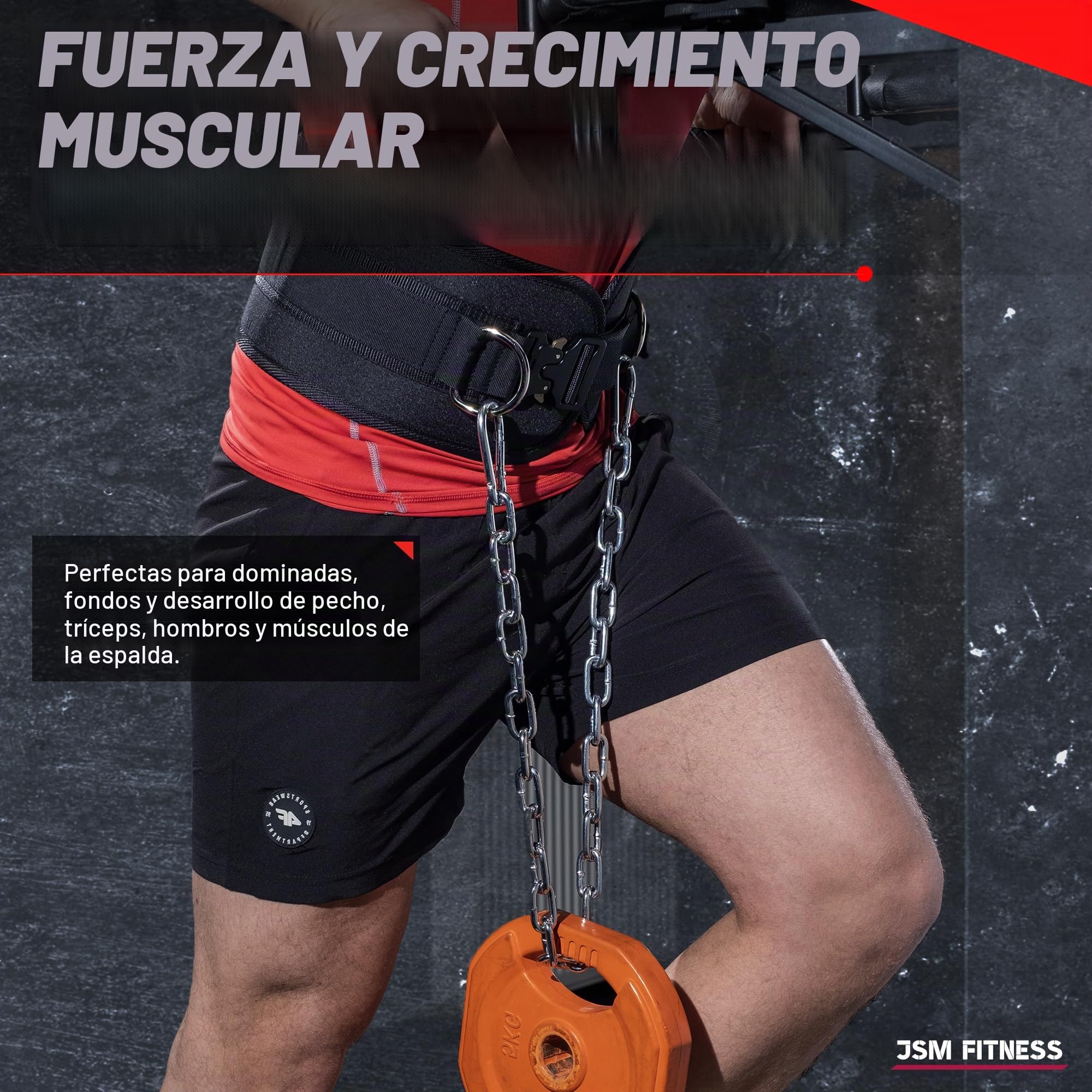 Cinturon Lastre Dominadas con Cadena Acero y 2 Mosquetones - Cinturón de Lastre Hombre | Faja Entrenamiento Calistenia, Musculación, CrossFit, Powerlifting Gimnasio Dip Belt