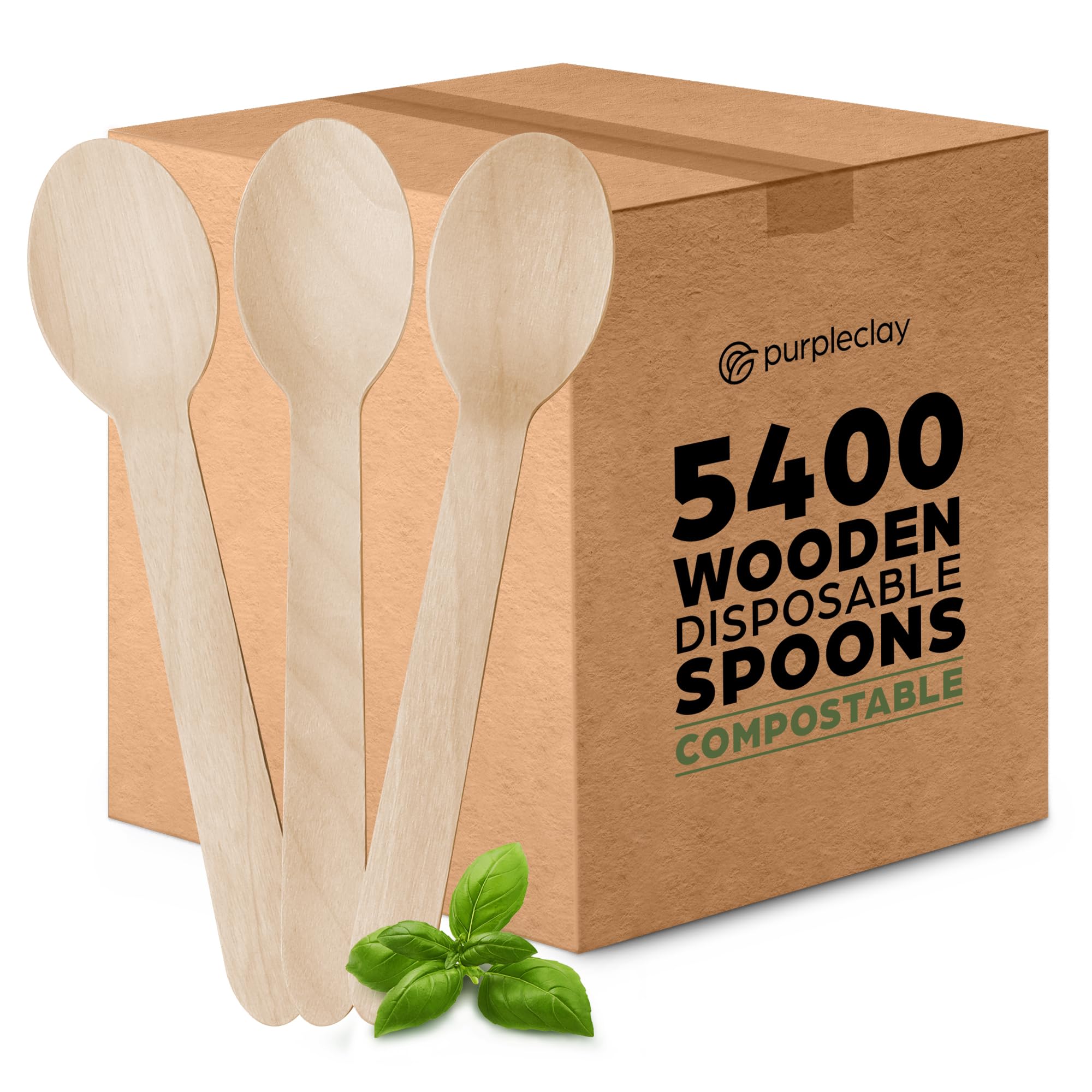 Wooden Disposable Spoons - 5400 Piece Wood Compostable Spoons - Eco-Friendly Biodegradable Utensils for Party - Free From Plastic Cutlery Set - Disposable Cutlery for Eating - Compostable Utensils