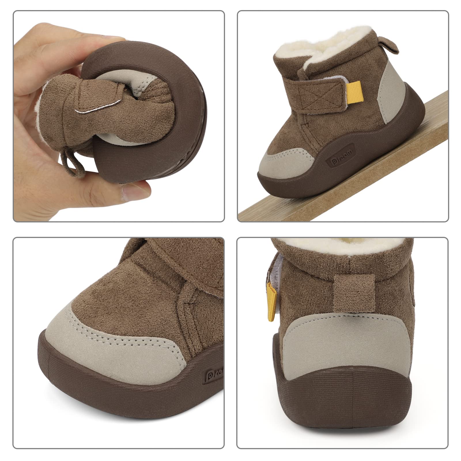 MASOCIO Bottes Bébé Garçon Fille Hiver Bottines Chaussures Fourrés Peluche Chauds Antidérapant Taille 18-23 EU