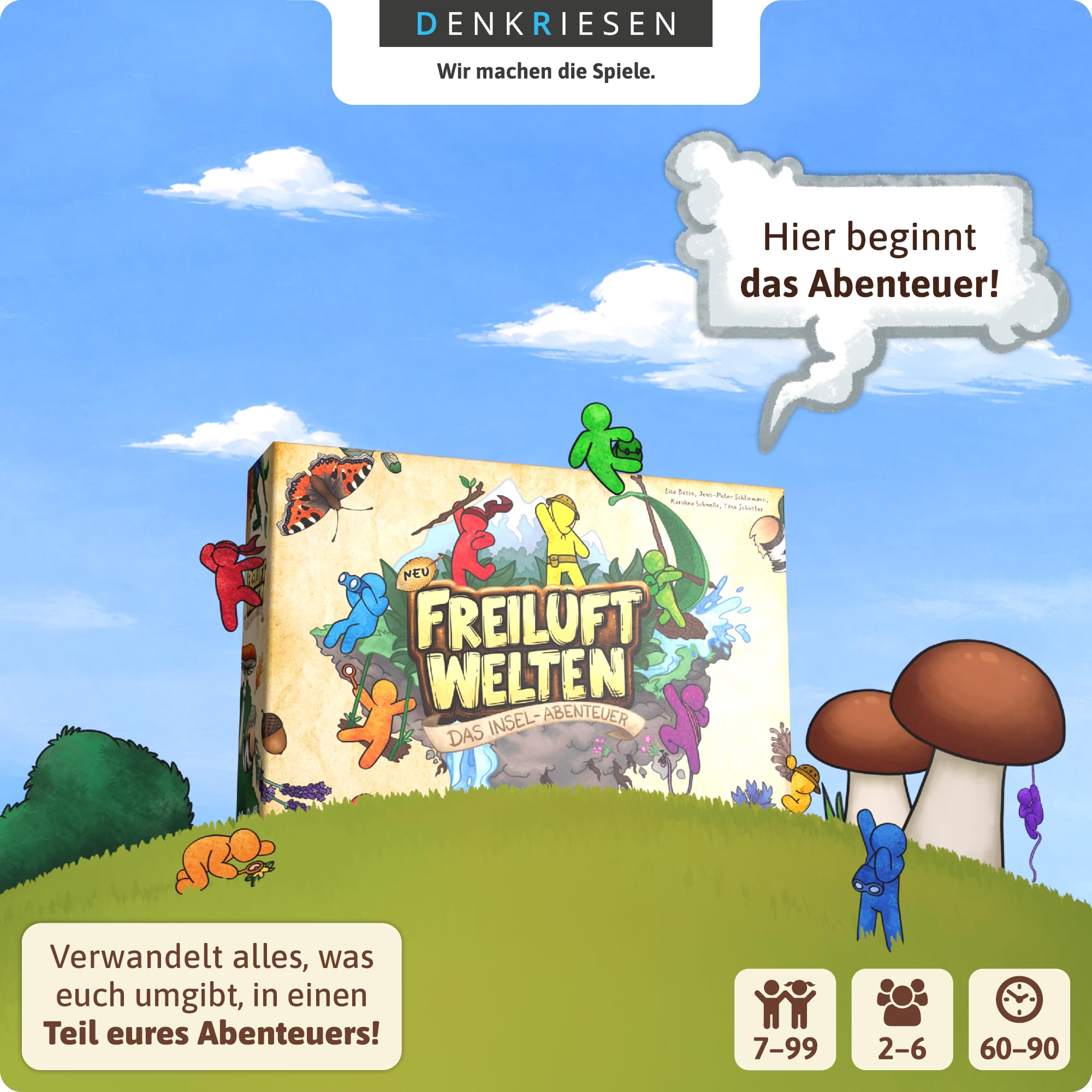 DENKRIESEN Freiluftwelten – Das Insel-Abenteuer | Kreatives Abenteuerspiel für drinnen & draußen | Naturspiel & Familienspiel ab 7 Jahren | Outdoor Spiel für 2–6 Spieler