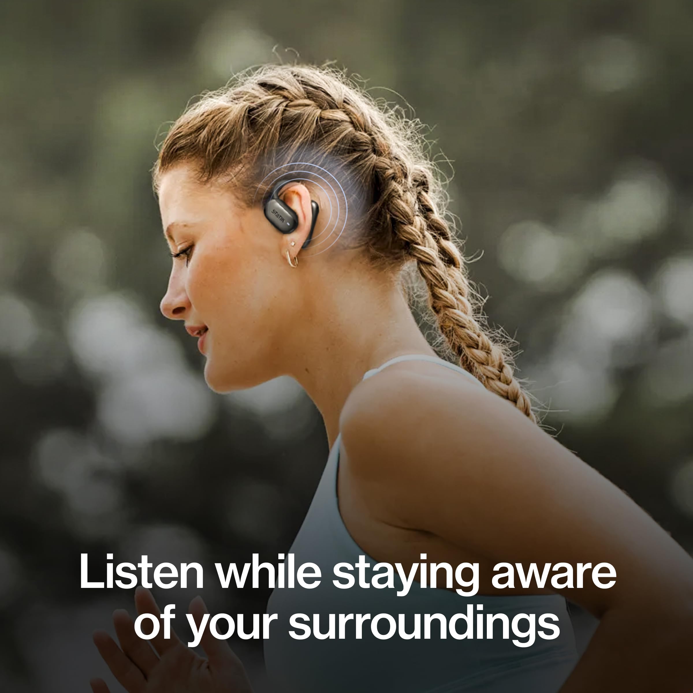 Statik Aktive - Auriculares Bluetooth de oreja abierta, auriculares inalámbricos, carga rápida y batería de 10 horas de larga duración, ajuste cómodo y seguro, IPX5 resistente al agua