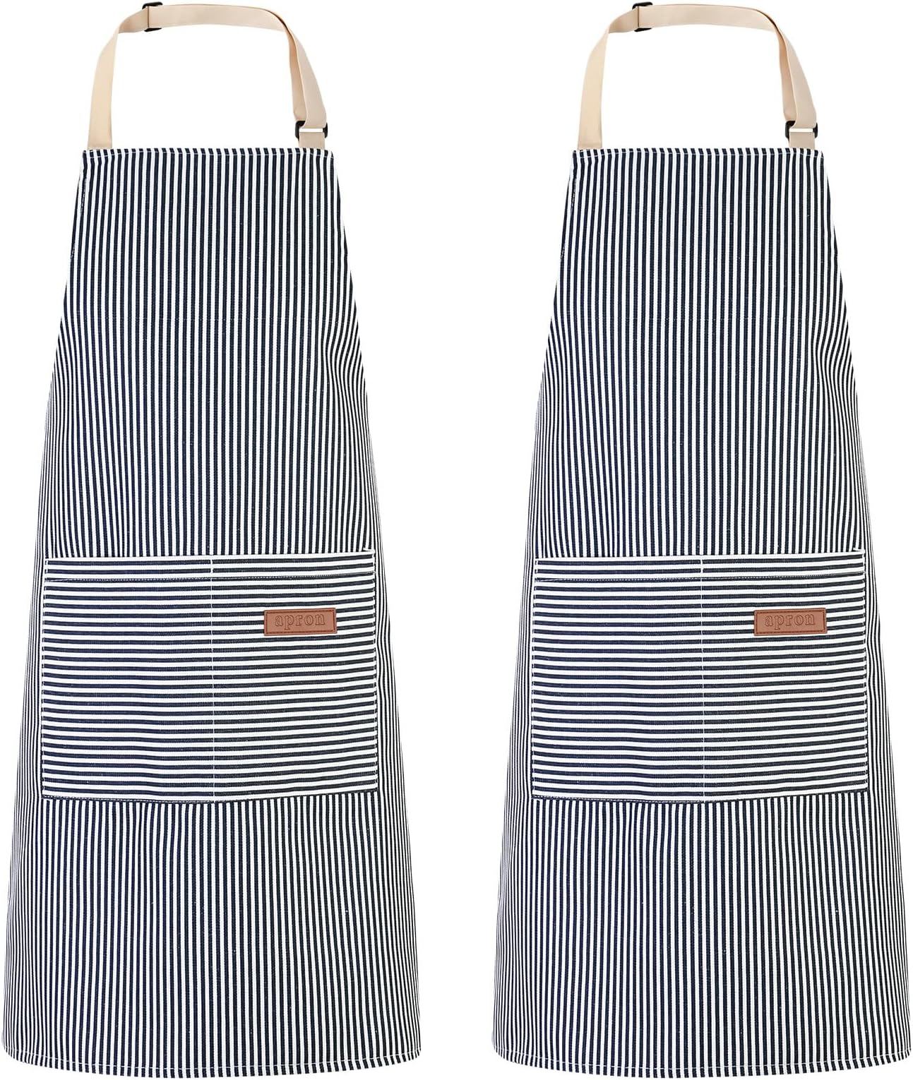 2 Pack Unisex Adjustable Bib Apron with Pockets Cooking Kitchen Chef Women Men Aprons for Home Kitchen,Restaurant,Coffee House