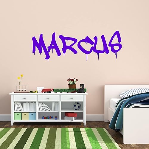 VWAQ Calcomanía de pared personalizada con nombre de graffiti  Adhesivo decorativo de vinilo personalizado para niños, gráfico de hip hop, CSGN5 (12